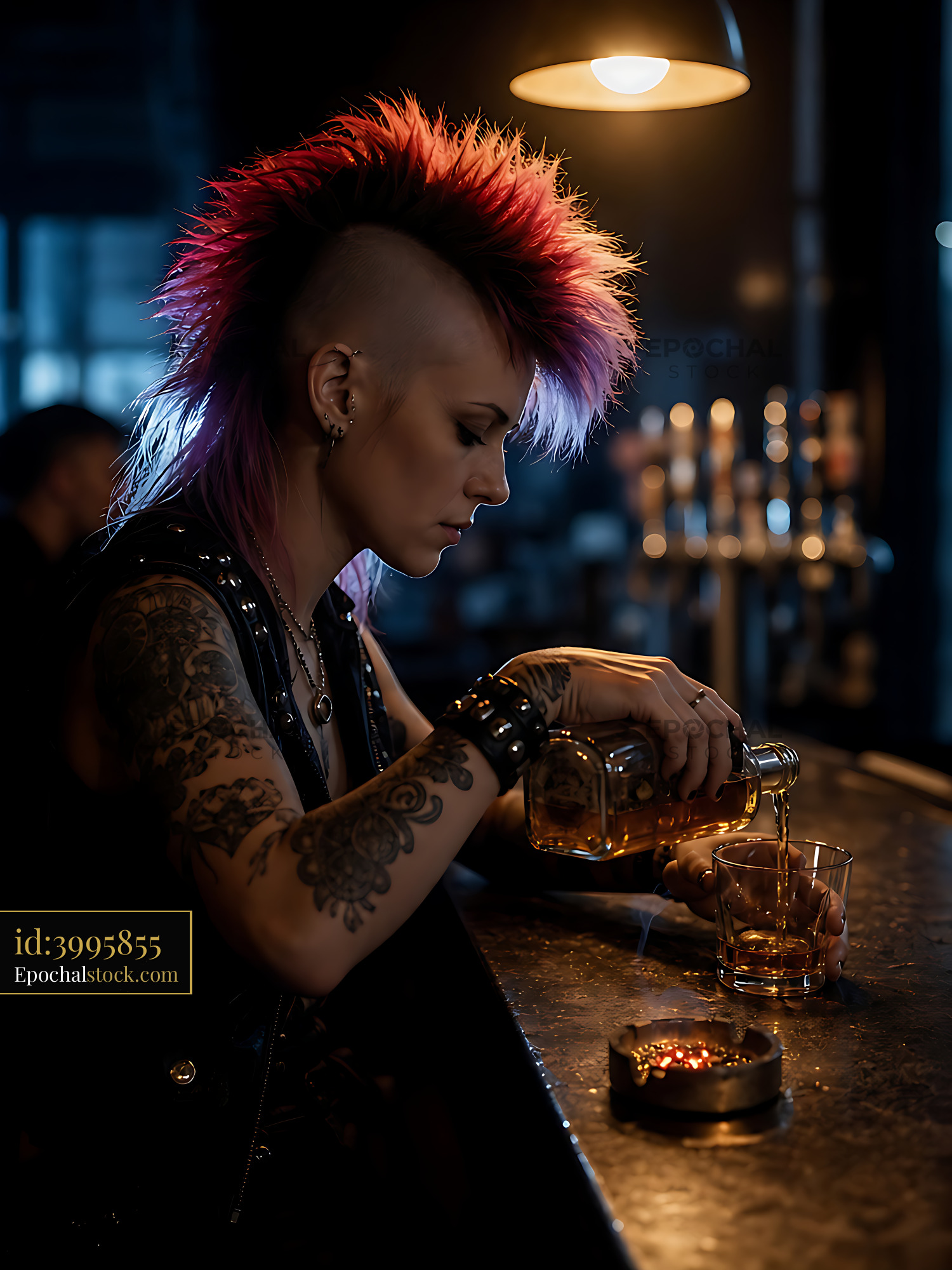 Watermarked full-resolution preview of Person pouring drink at a bar in a dimly lit setting