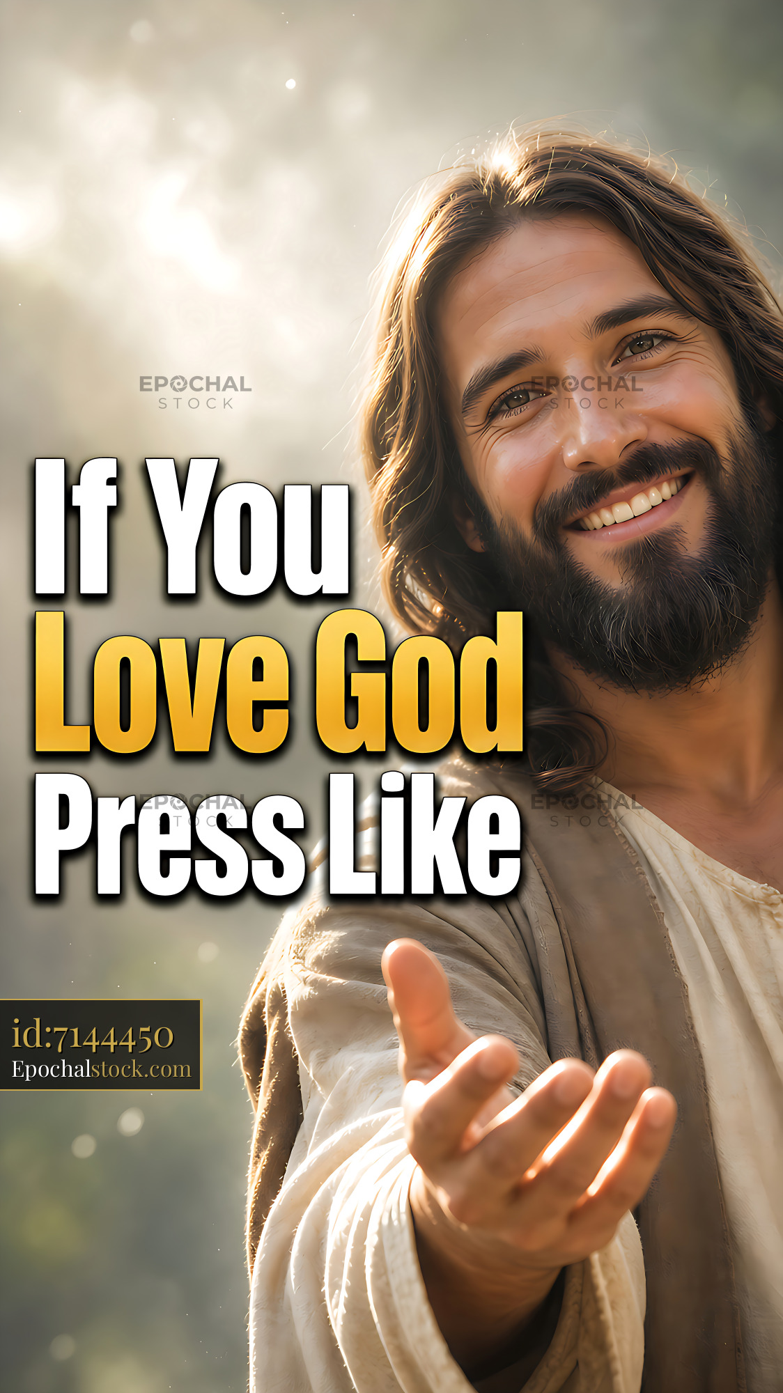 Watermarked full-resolution preview of Smiling man with outstretched hand invites connection