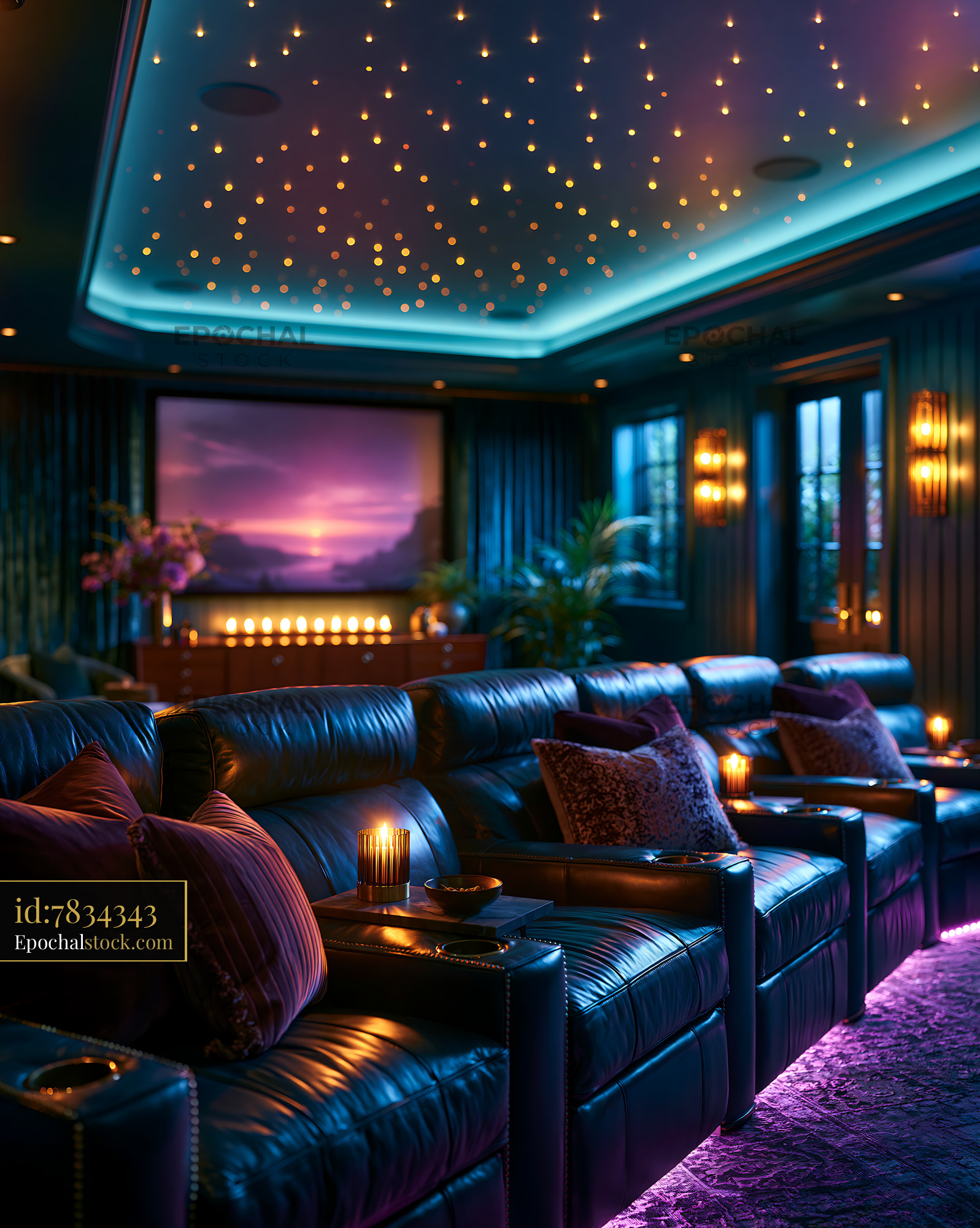 Private Underground Theater With Tiered Seating & Ambiance - stock photo