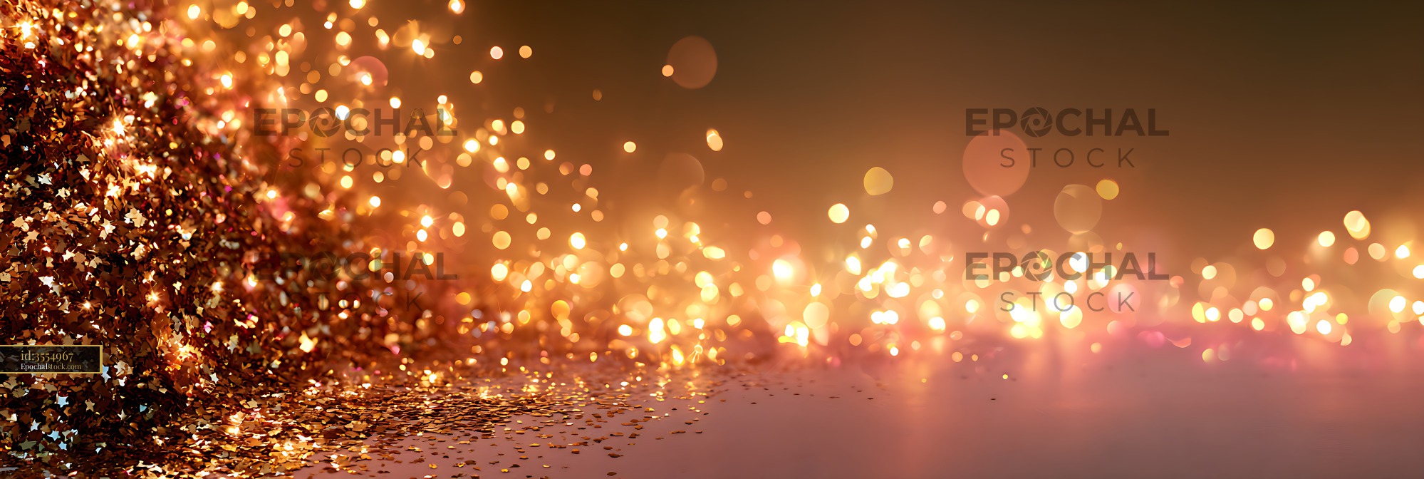Watermarked full-resolution preview of Warm glitter sparkle and golden bokeh abstract background