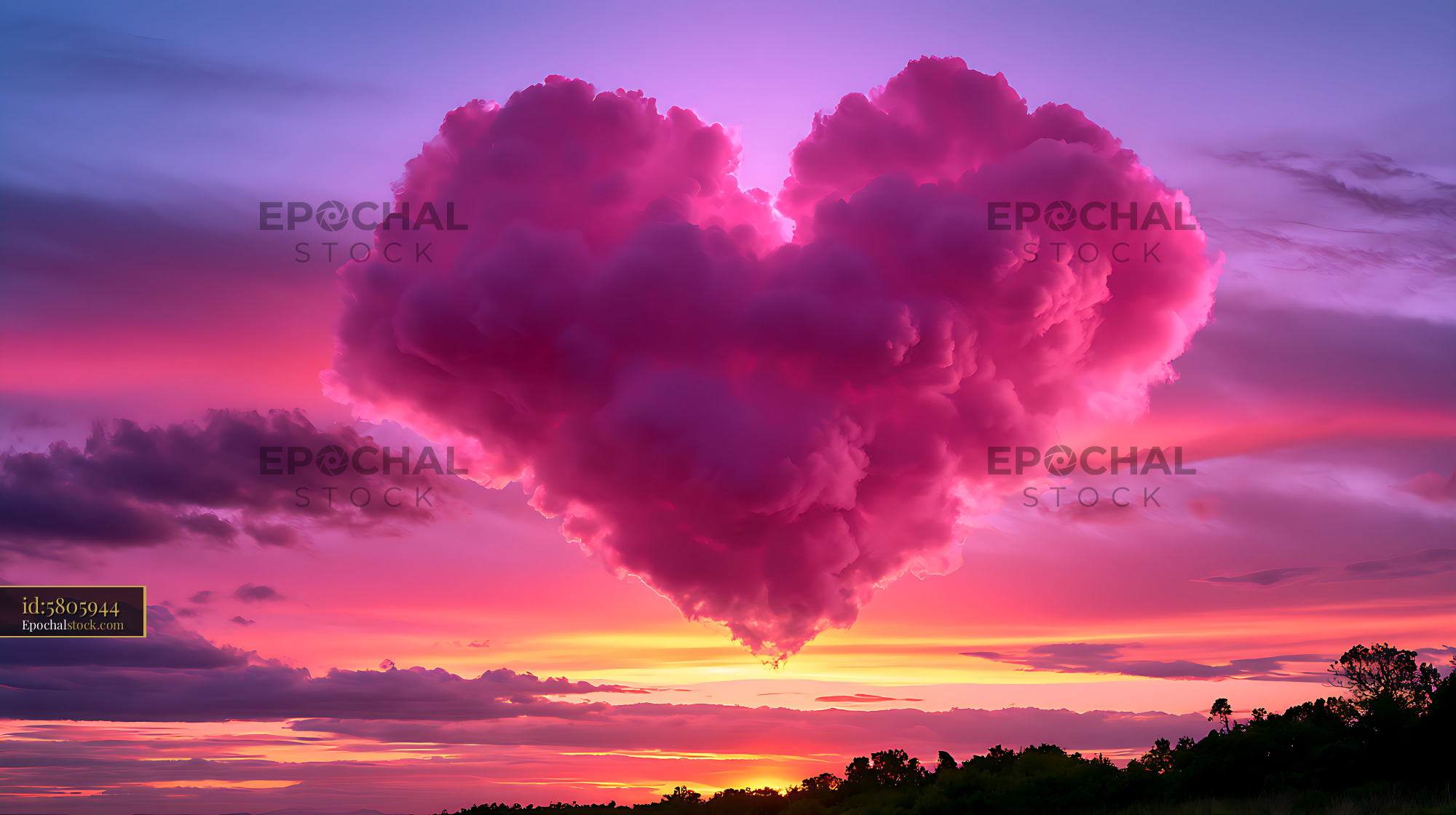 Watermarked full-resolution preview of Vivid purple and pink cloudscape at sunset