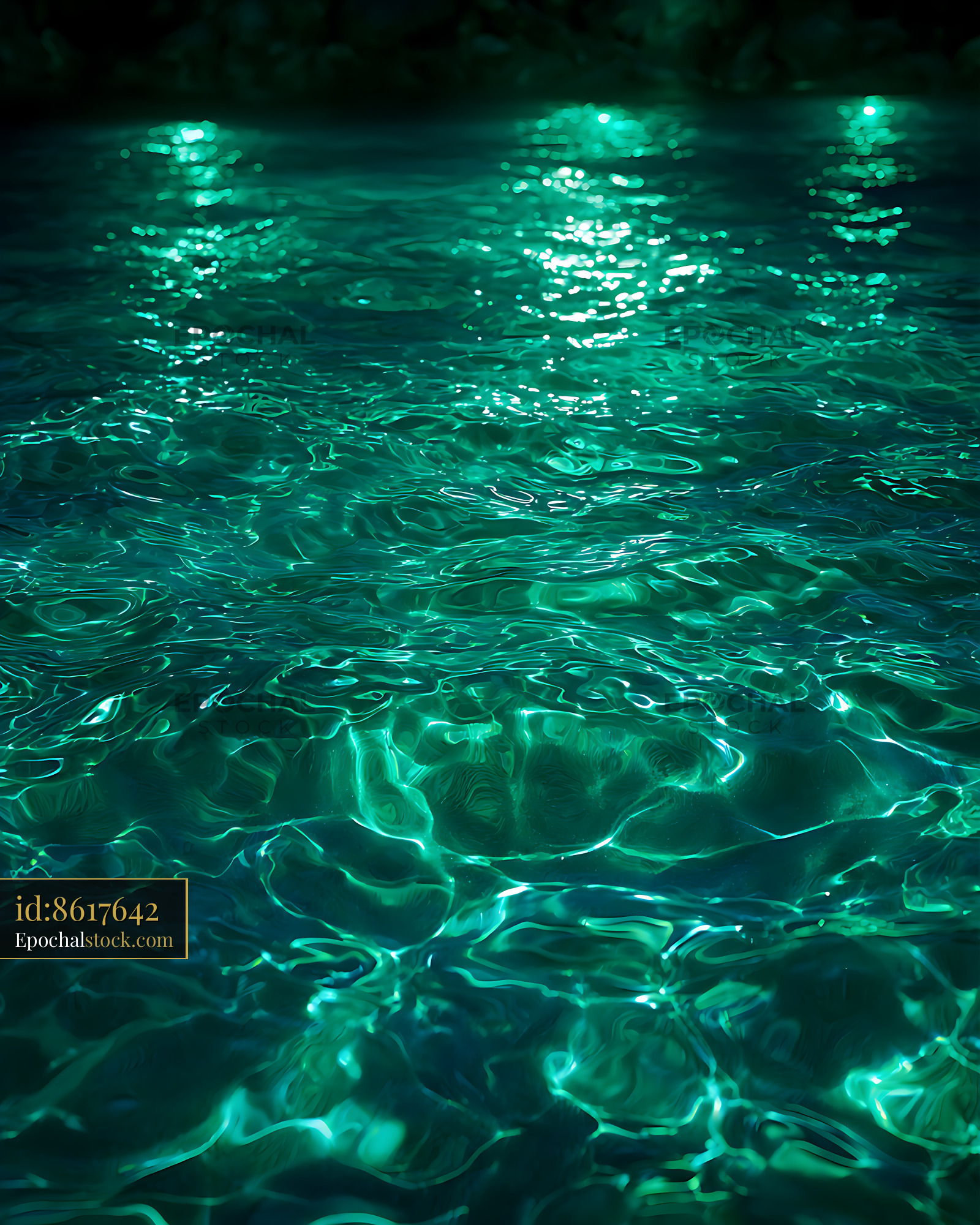 Watermarked full-resolution preview of Sunlight reflecting on turquoise water surface