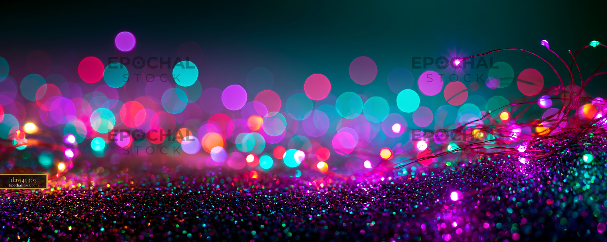 Watermarked full-resolution preview of Colorful lights create a vibrant display in a dark setting