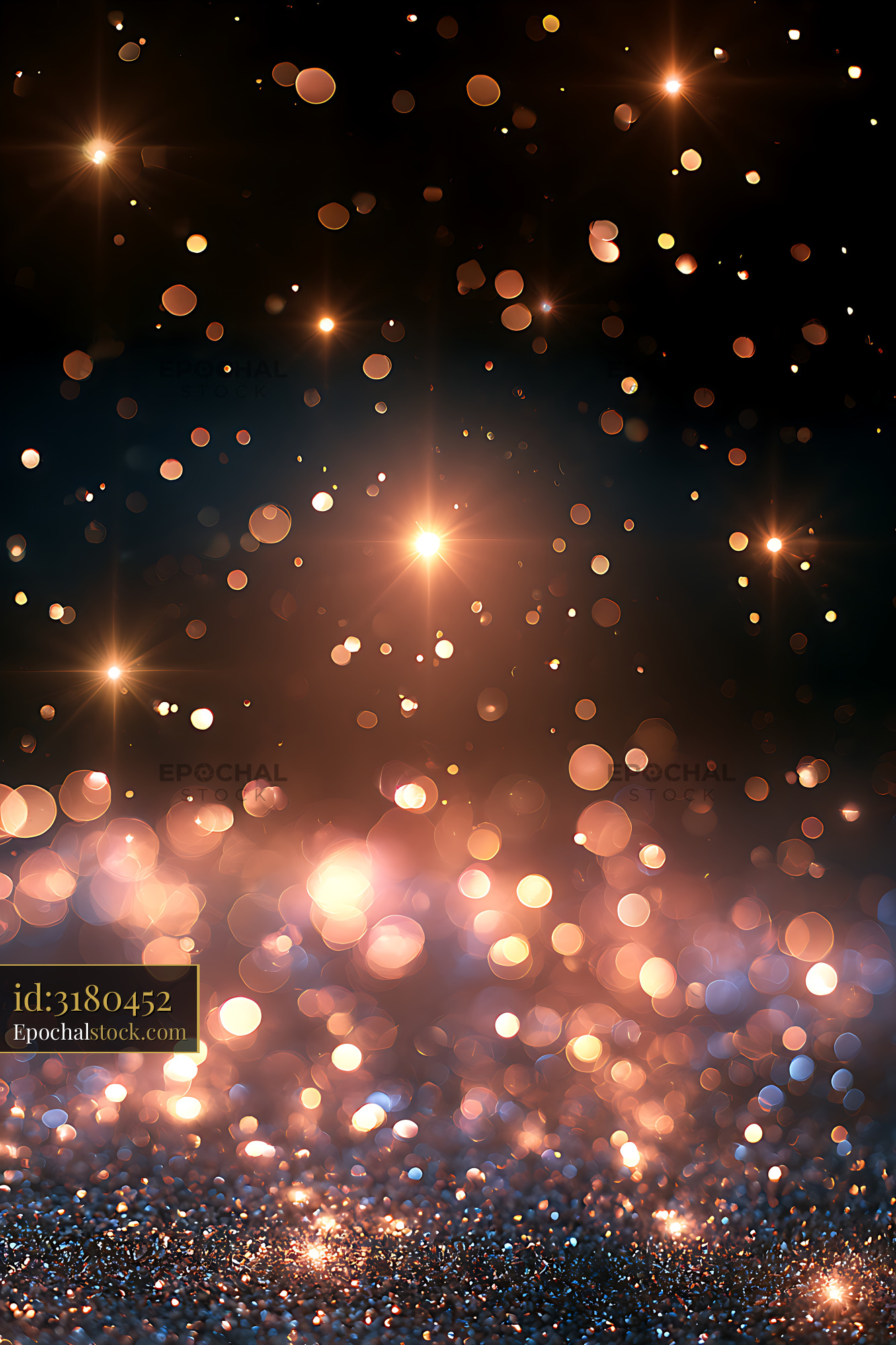 Watermarked full-resolution preview of Warm abstract bokeh and glittering light reflections