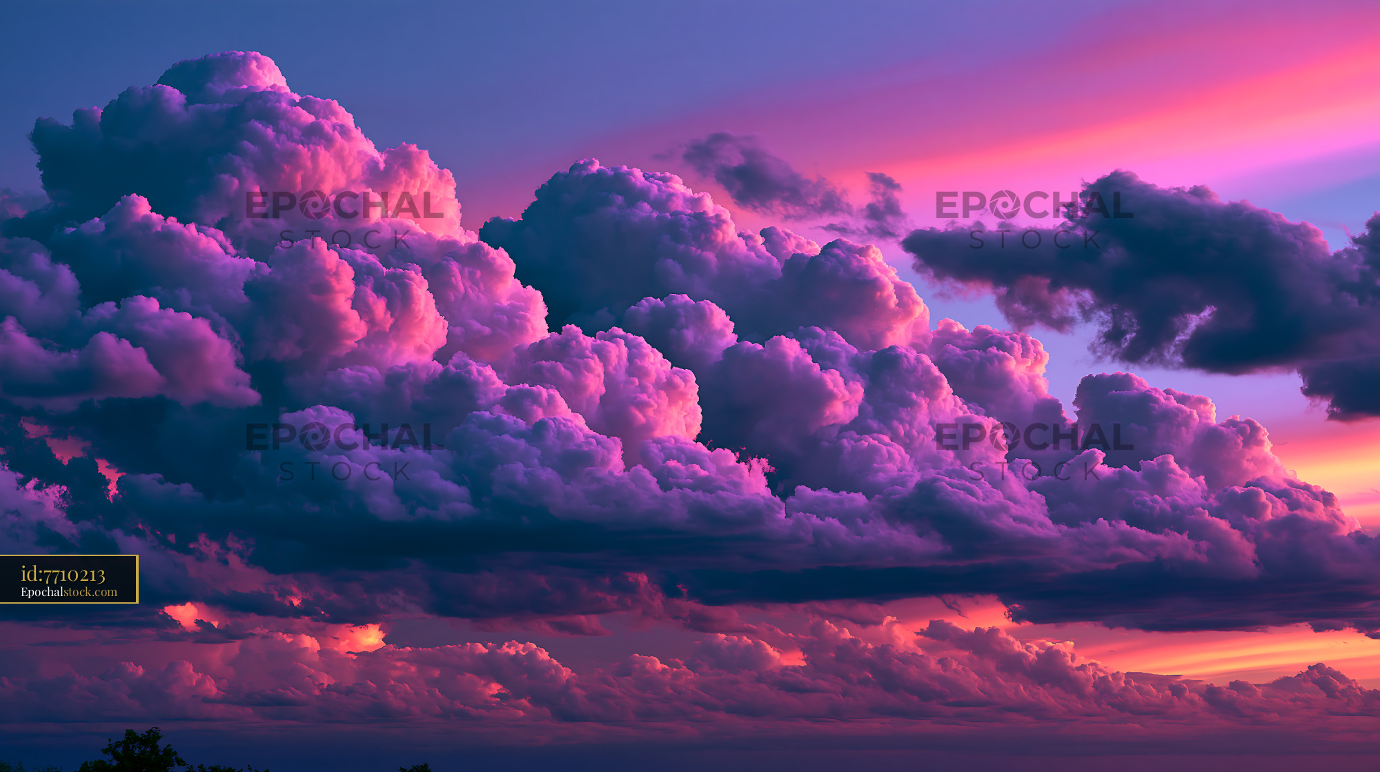 Watermarked full-resolution preview of Colorful clouds at sunset