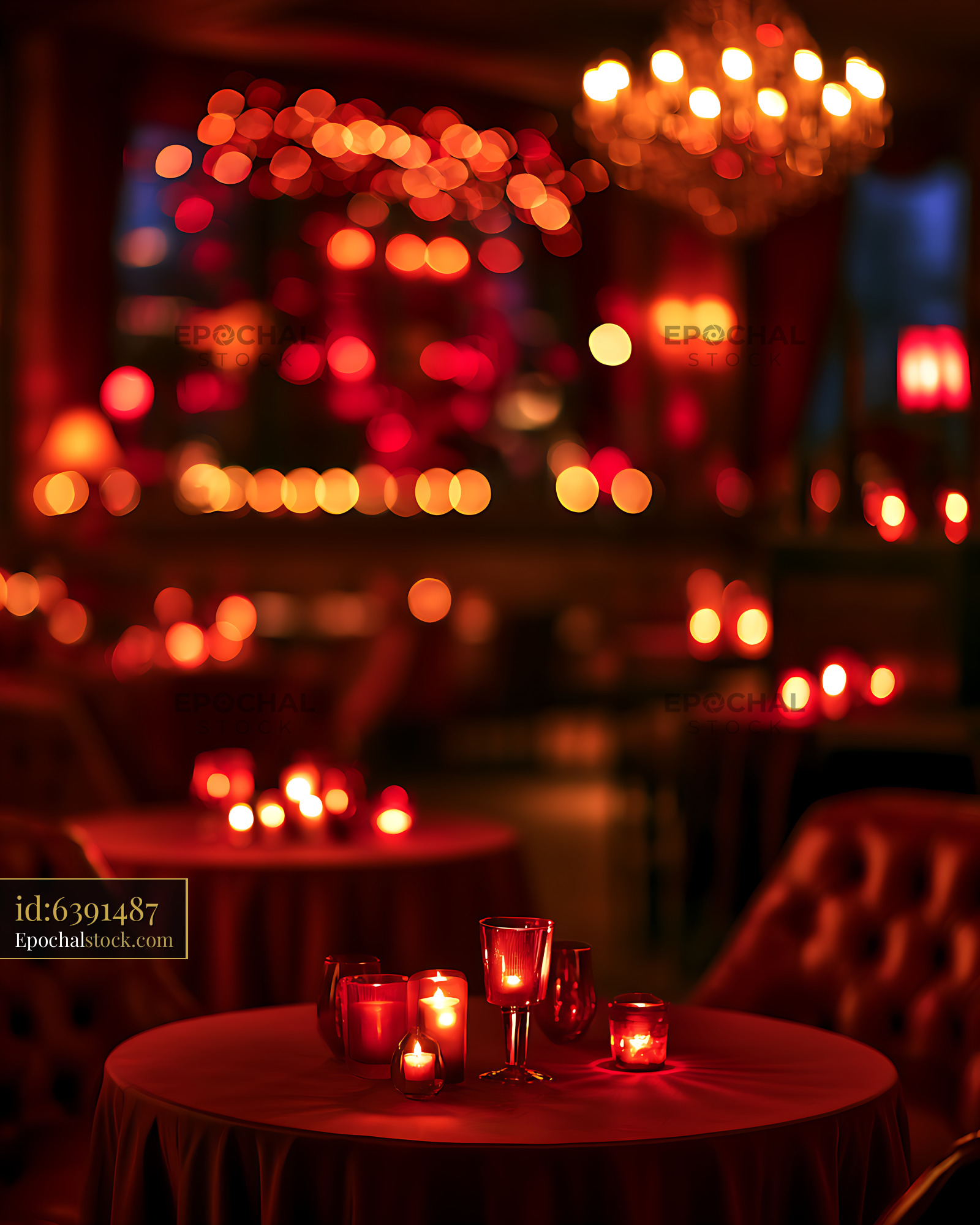 Watermarked full-resolution preview of Warm candlelight and blurred decorative lights indoors