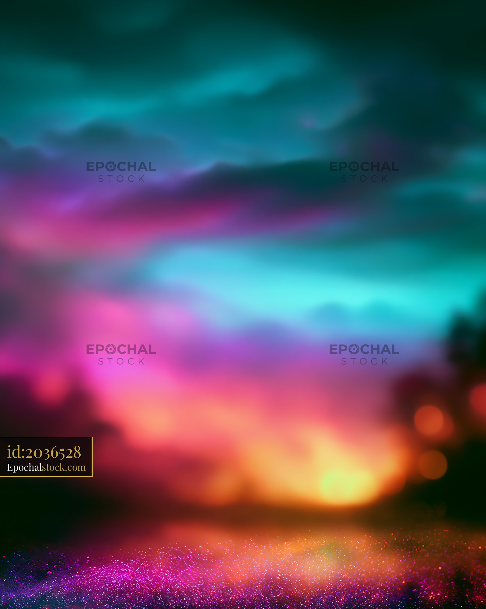 Watermarked full-resolution preview of Vibrant sky with colorful clouds at sunset