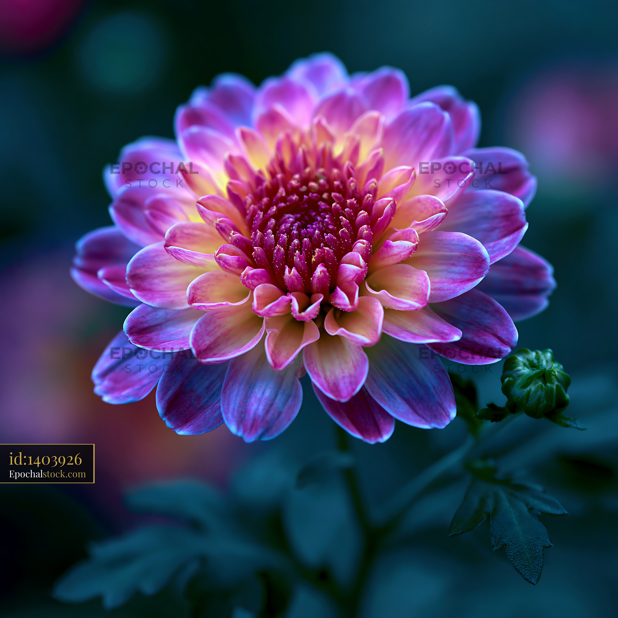 Chrysanthemum Blooms With Vibrant Petals in Garden at Dusk - stock photo