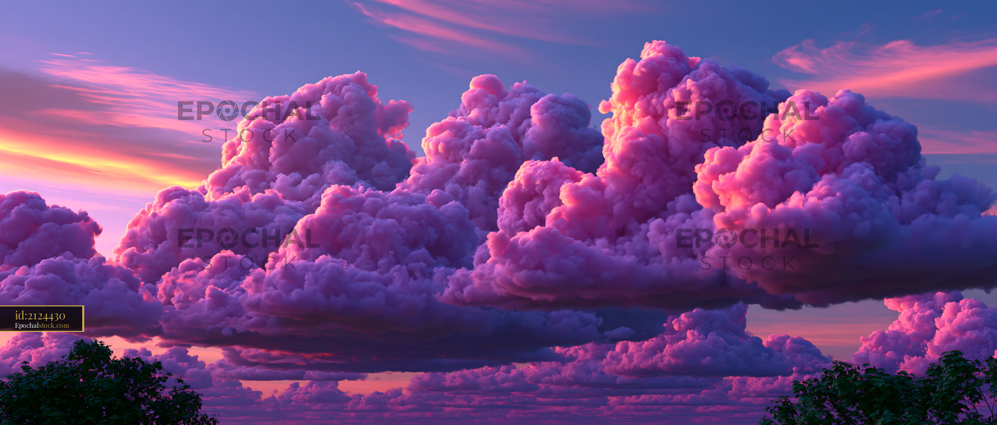 Watermarked full-resolution preview of Colorful clouds at sunset in the evening sky