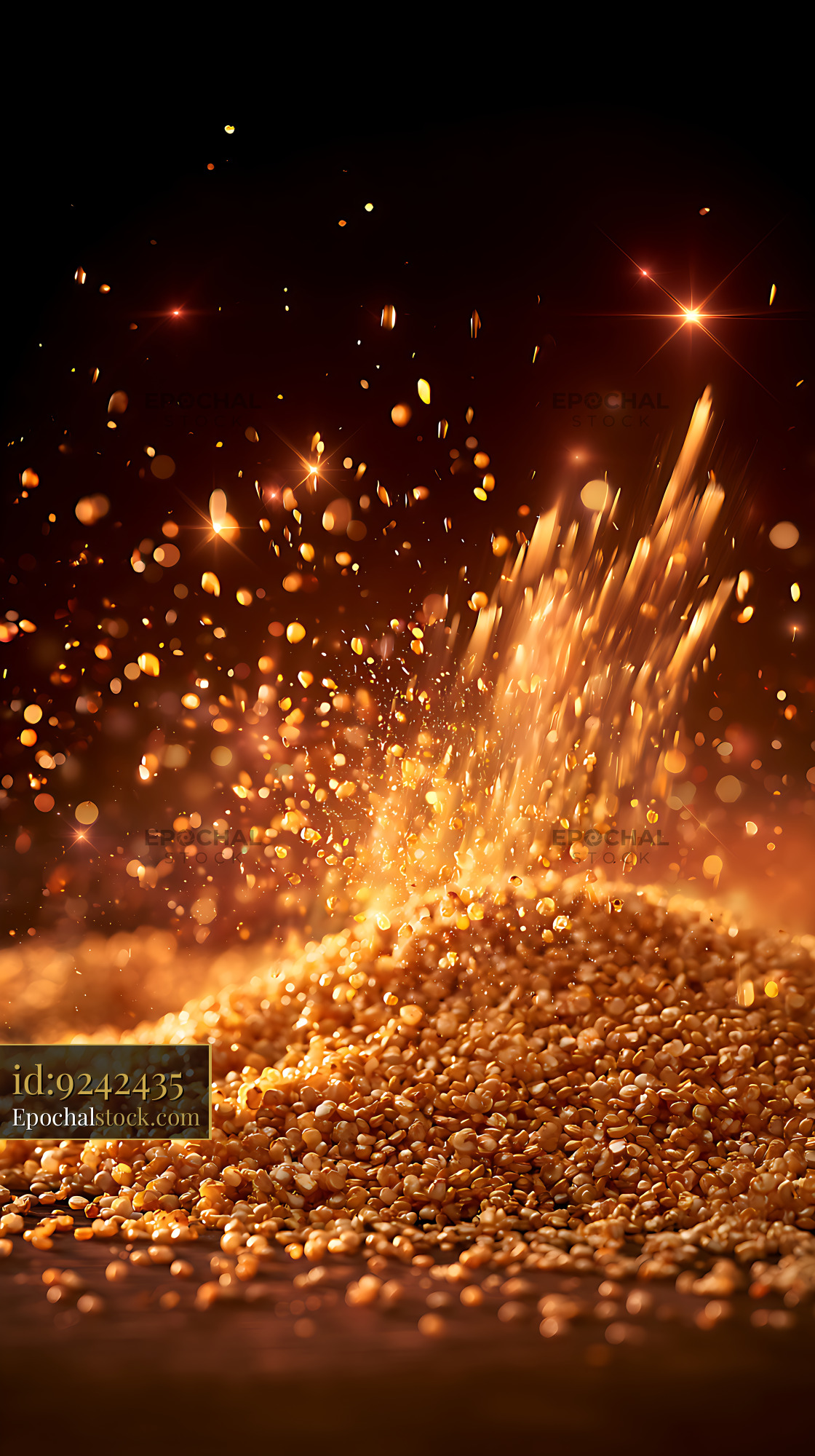 Watermarked full-resolution preview of Abstract golden sparks and glowing particles