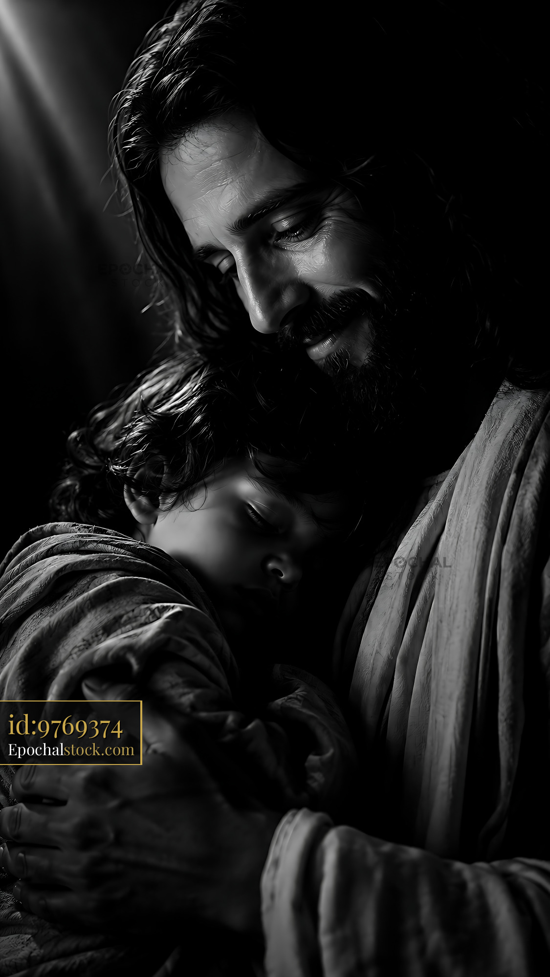 Watermarked full-resolution preview of Man holds child in an intimate moment of affection