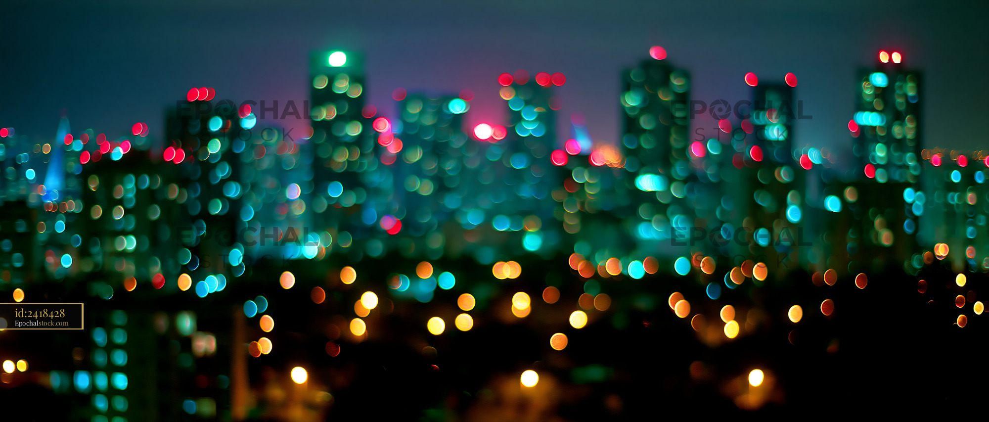 Watermarked full-resolution preview of Night city skyline with colorful lights