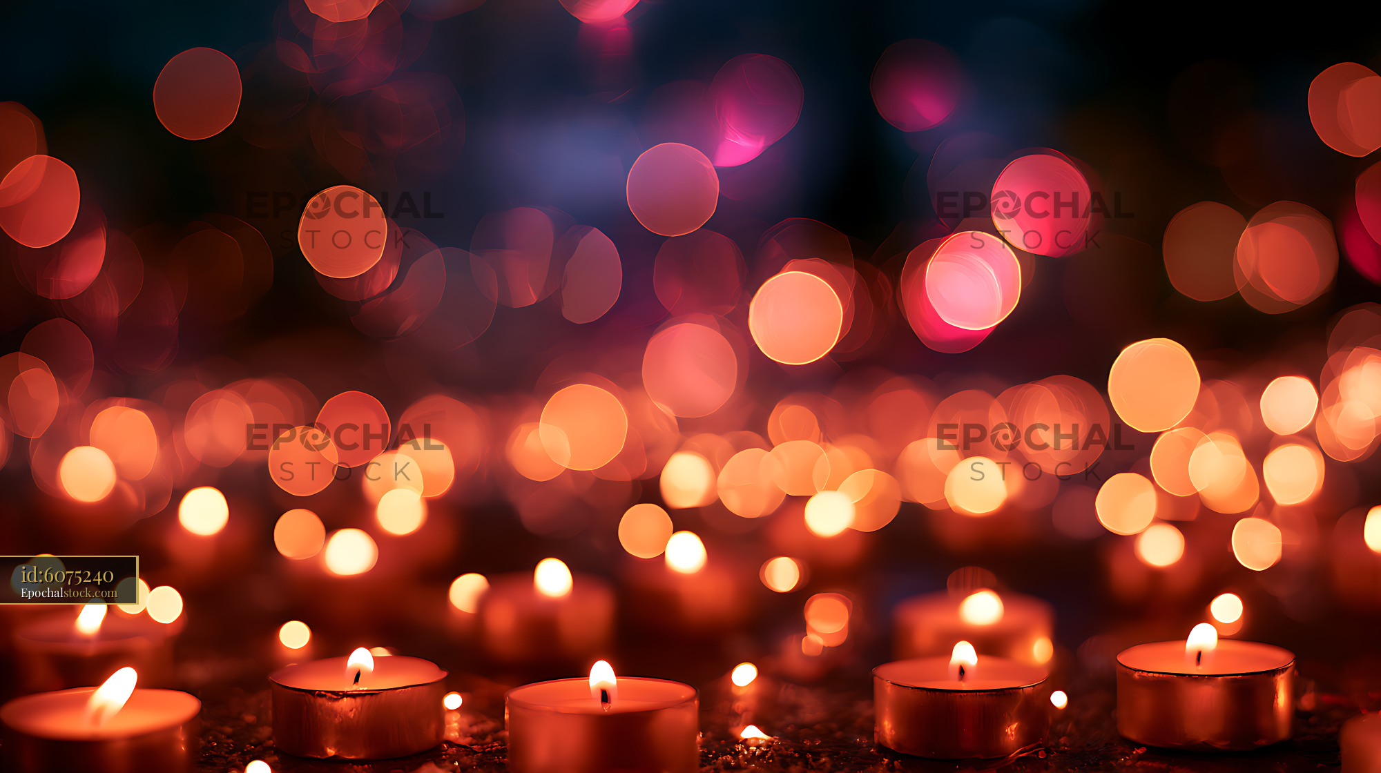 Watermarked full-resolution preview of Warm candlelight and colorful abstract bokeh
