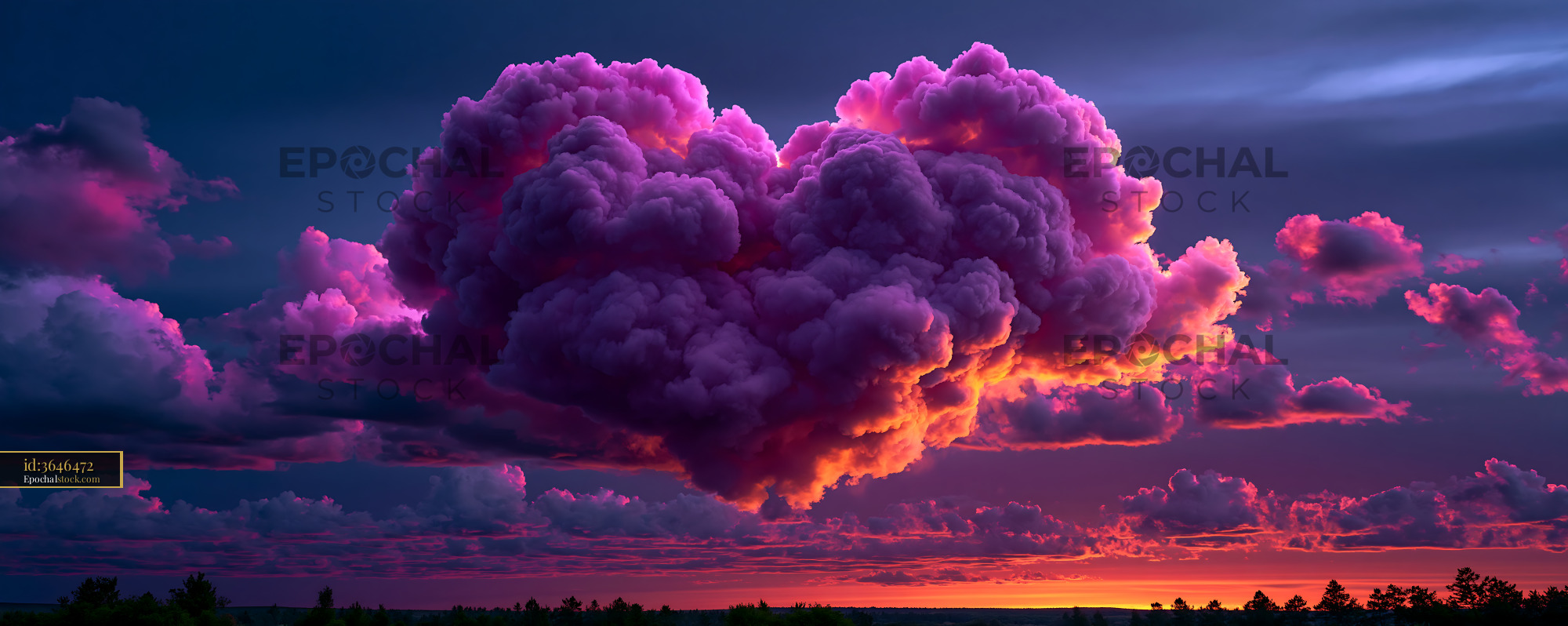 Watermarked full-resolution preview of Colorful clouds form a heart shape during sunset