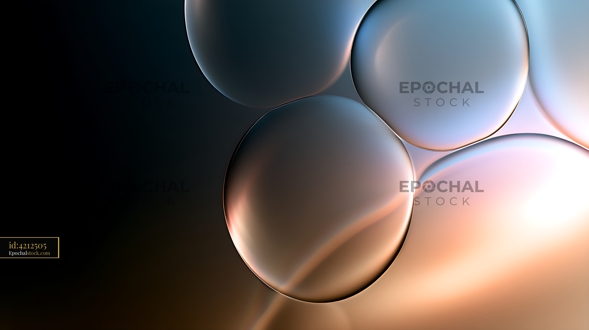 Watermarked full-resolution preview of Overlapping translucent spheres in blue and peach light