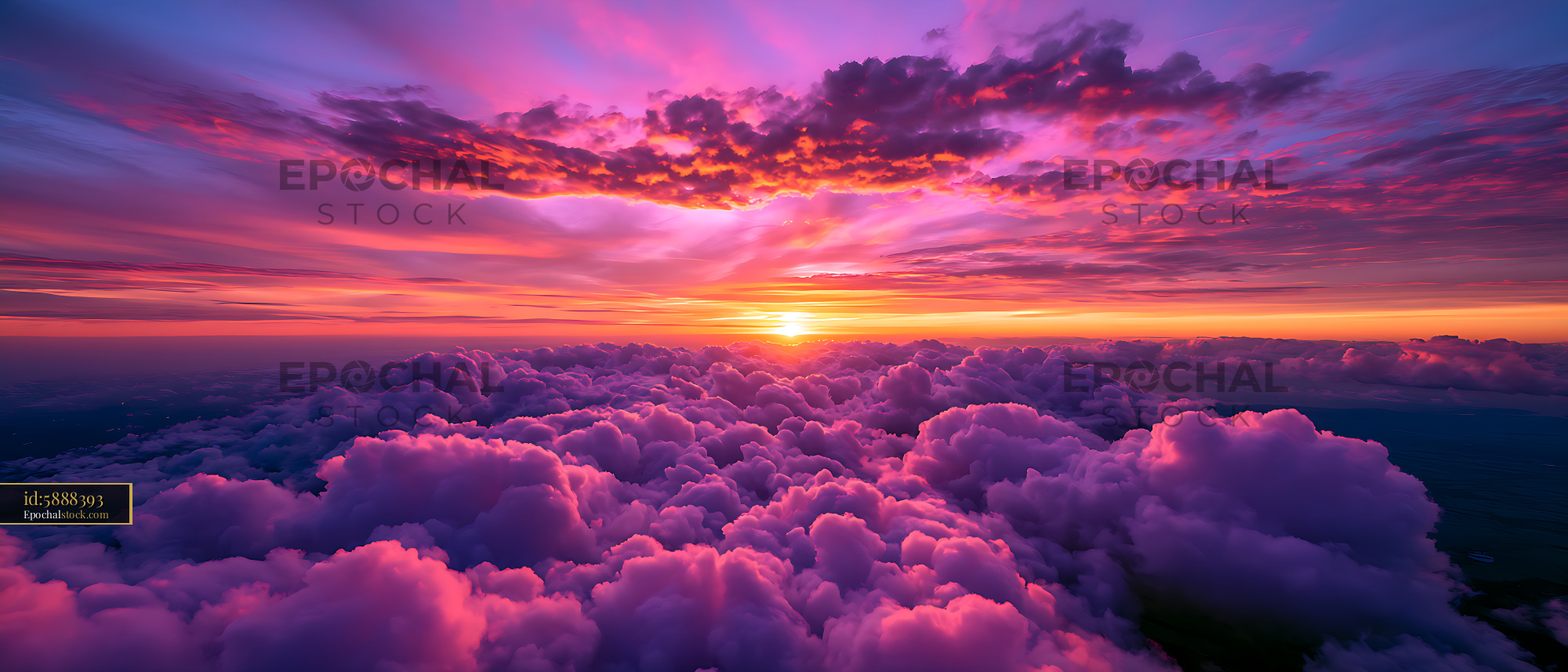 Watermarked full-resolution preview of Colorful sunset over illuminated clouds