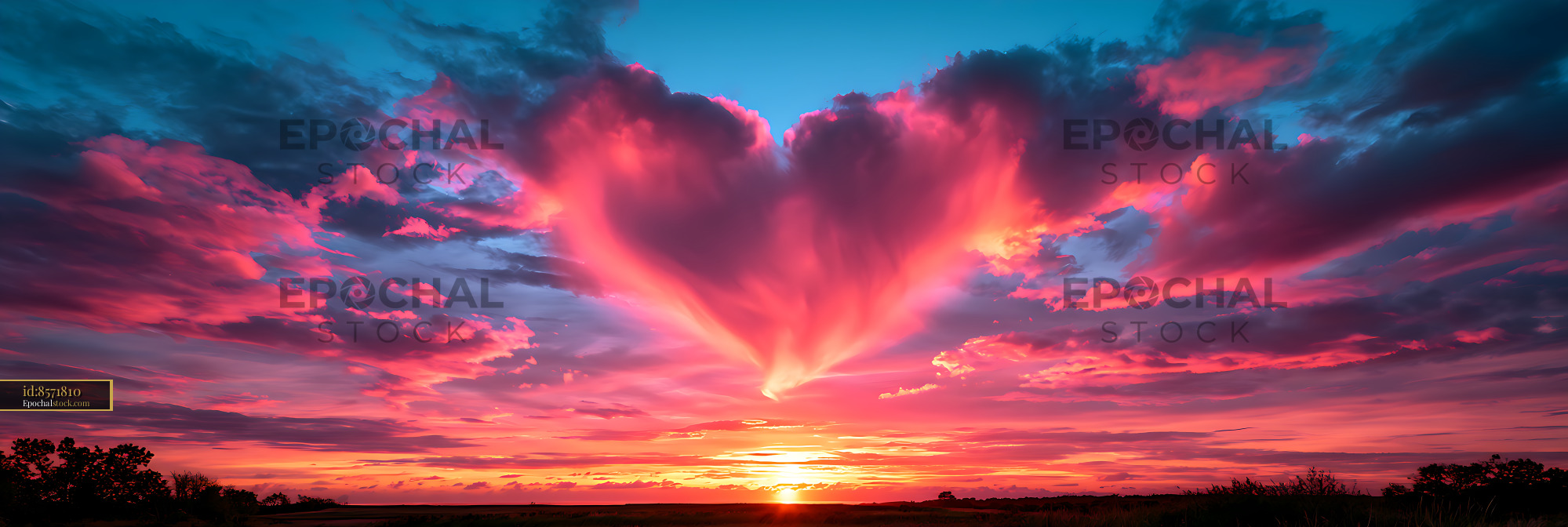 Watermarked full-resolution preview of Heart-shaped clouds at sunset