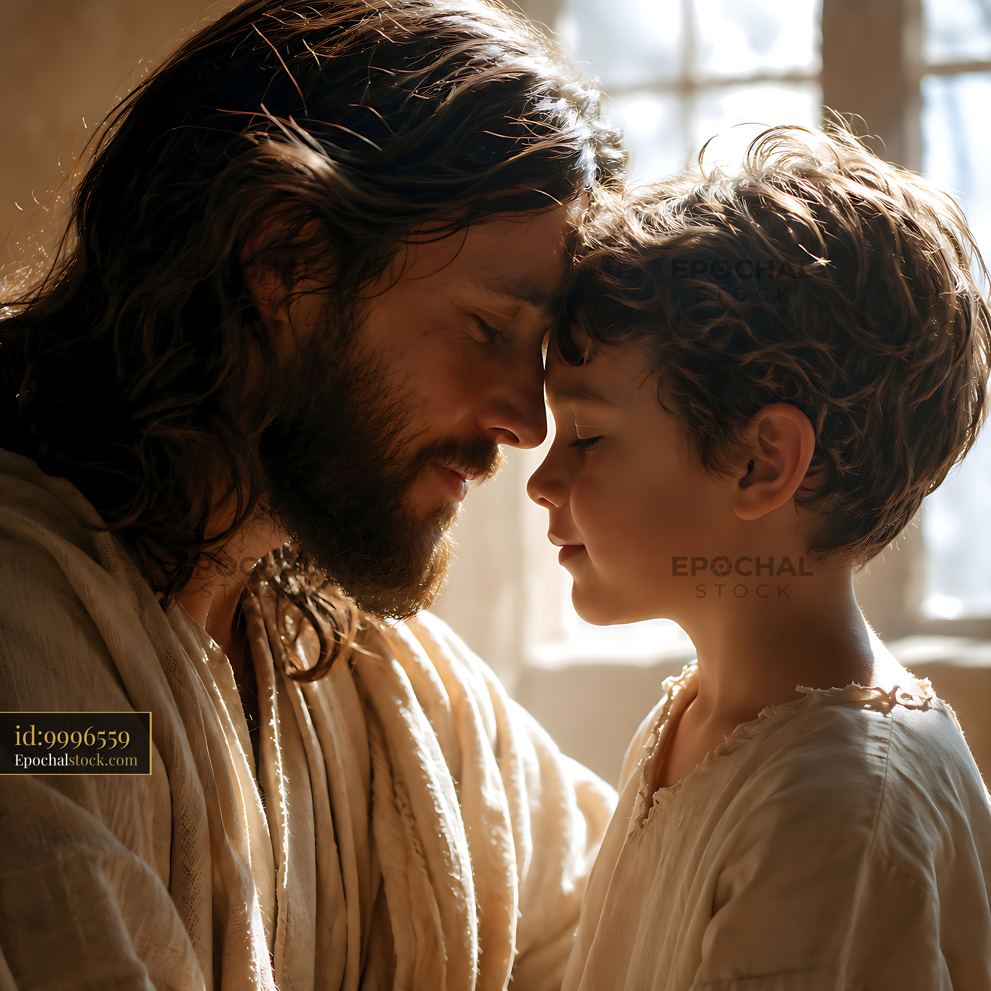 Watermarked full-resolution preview of Father and son sharing a moment indoors