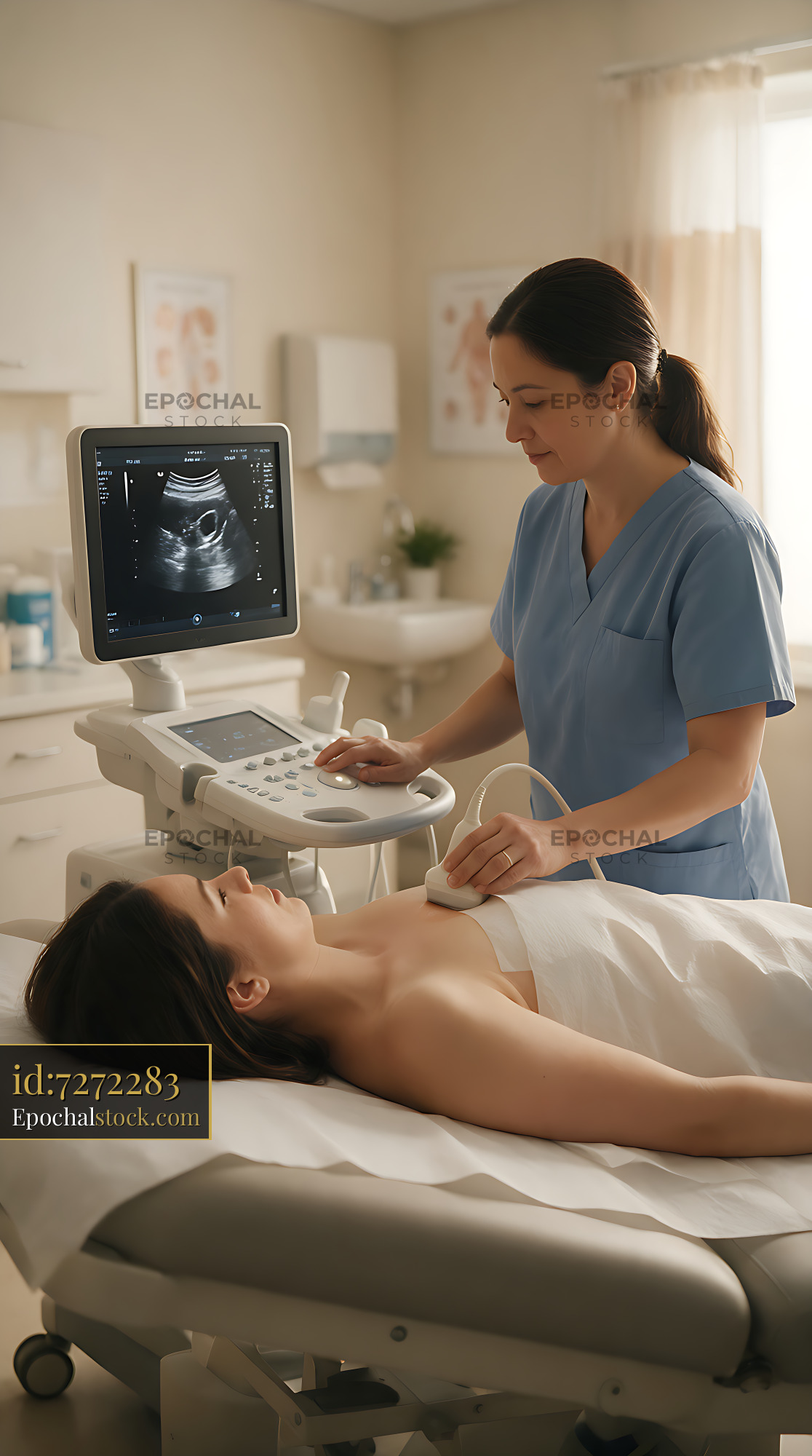 Watermarked full-resolution preview of Sonographer Conducting Ultrasound Examination