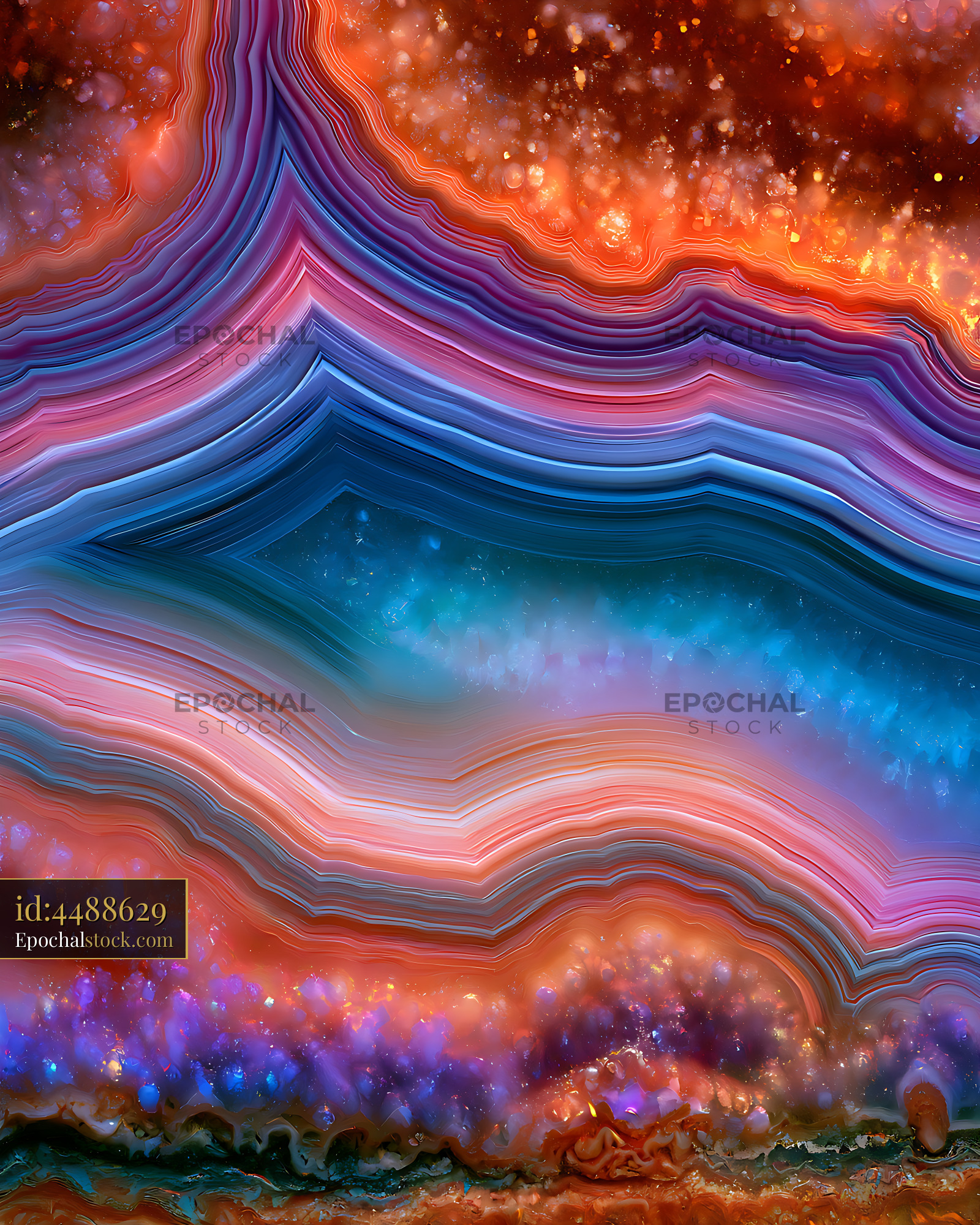 Watermarked full-resolution preview of Colorful abstract layers of mineral texture with vibrant patterns
