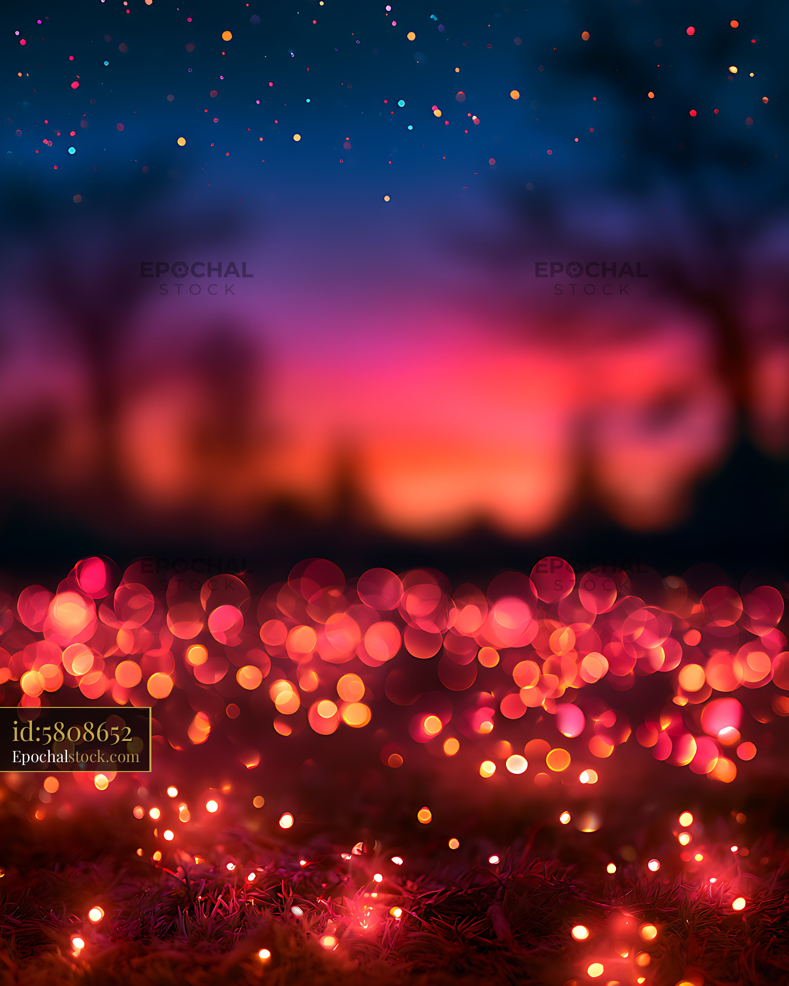 Watermarked full-resolution preview of Colorful abstract bokeh lights on a dark background