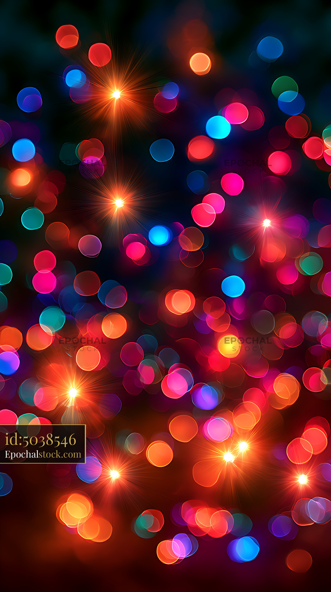 Watermarked full-resolution preview of Vibrant abstract bokeh with multicolored light flares