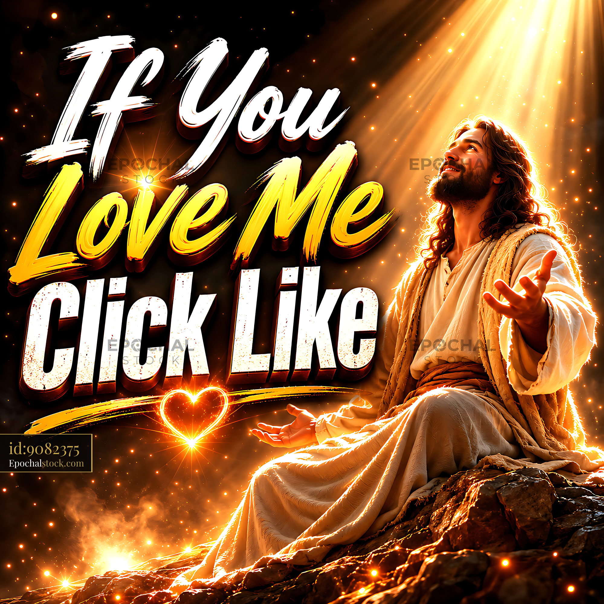 Jesus in a Moment of Joy With Light Shining in the Background - stock photo