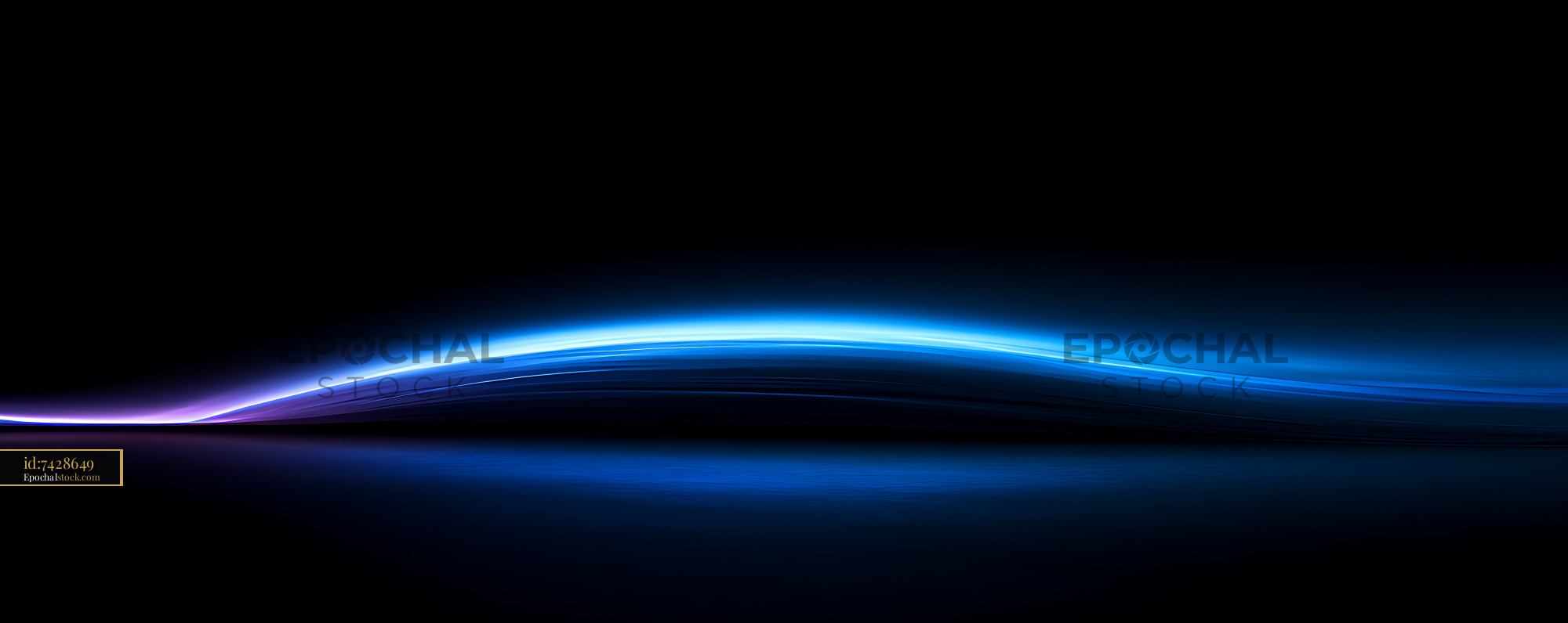 Watermarked full-resolution preview of Glowing blue wave lines on a dark abstract background
