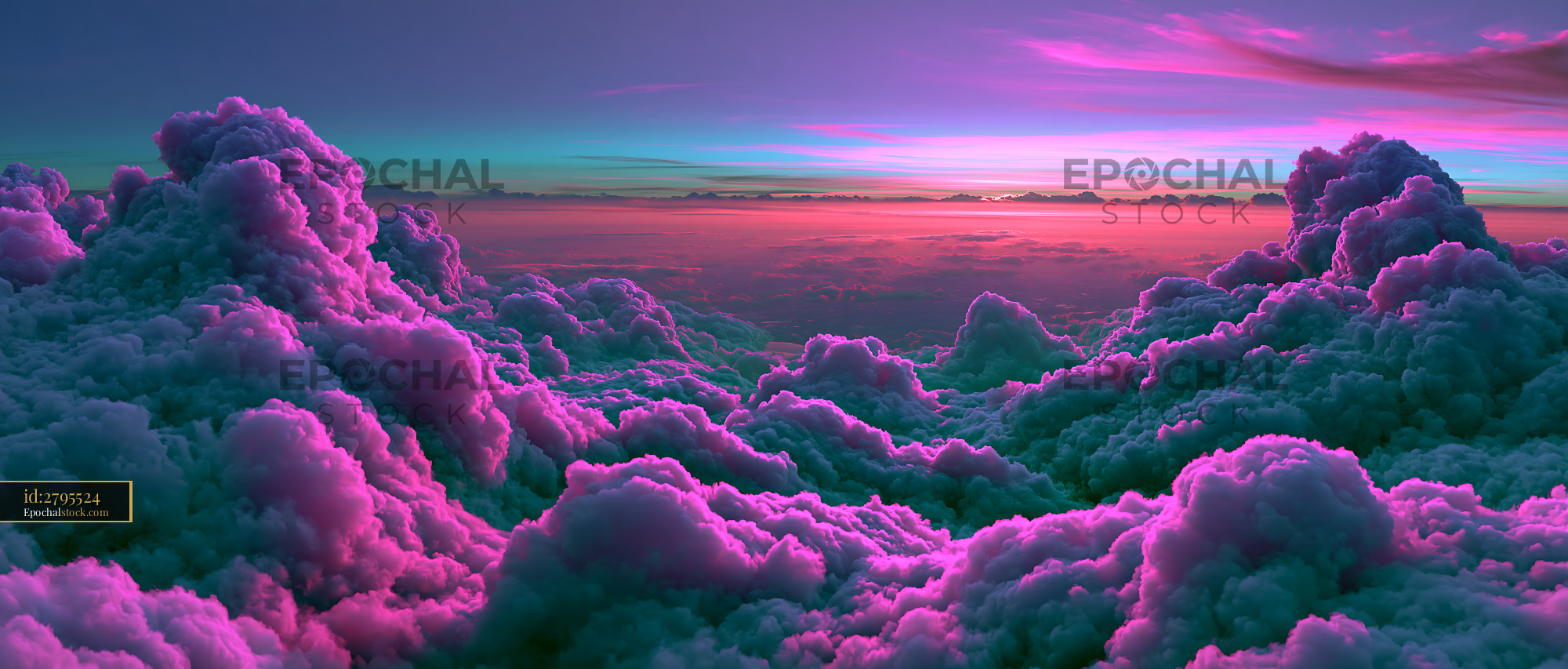 Watermarked full-resolution preview of Colorful clouds at sunset over the sky