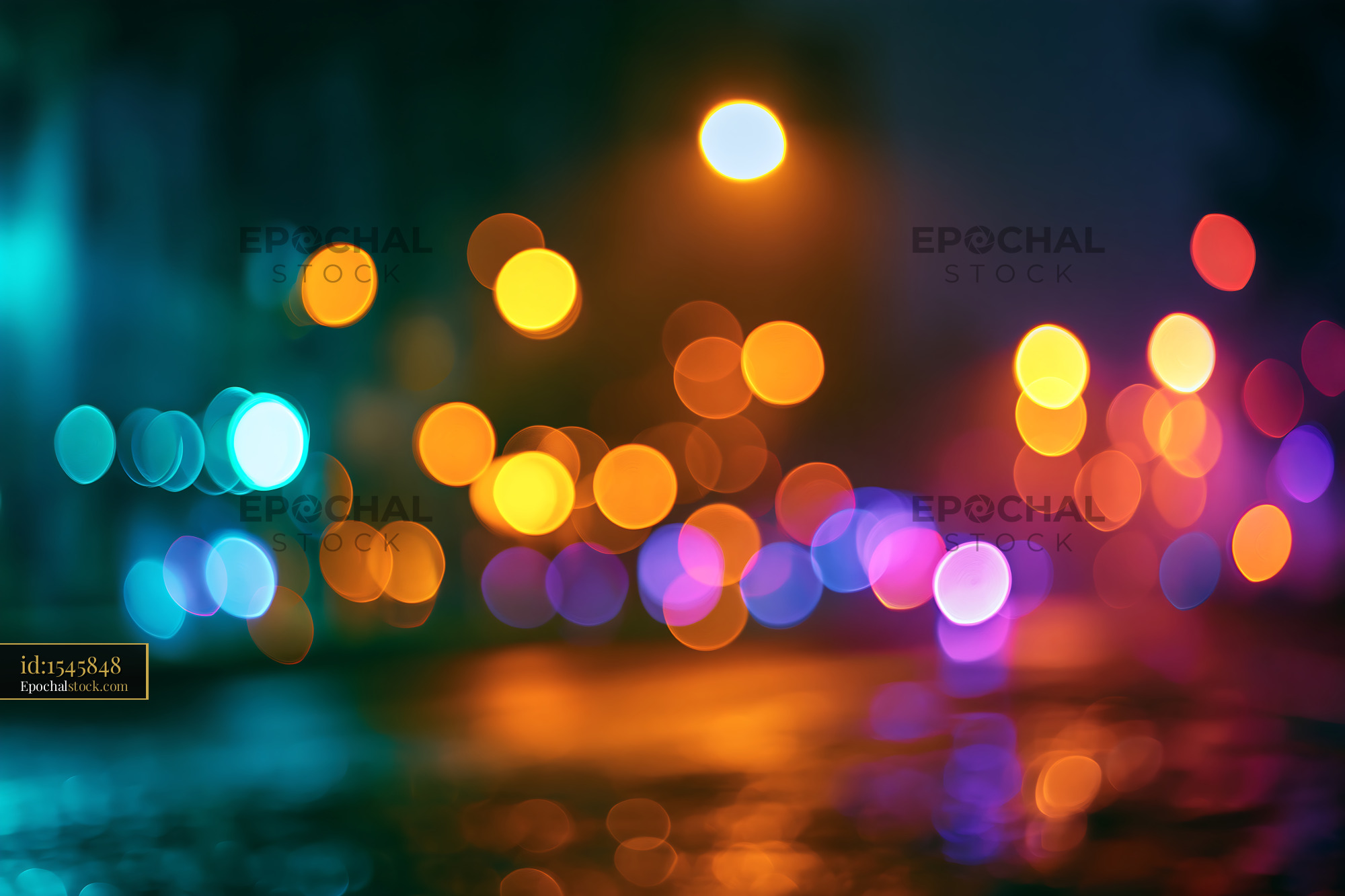 Watermarked full-resolution preview of Colorful city lights create abstract patterns at night