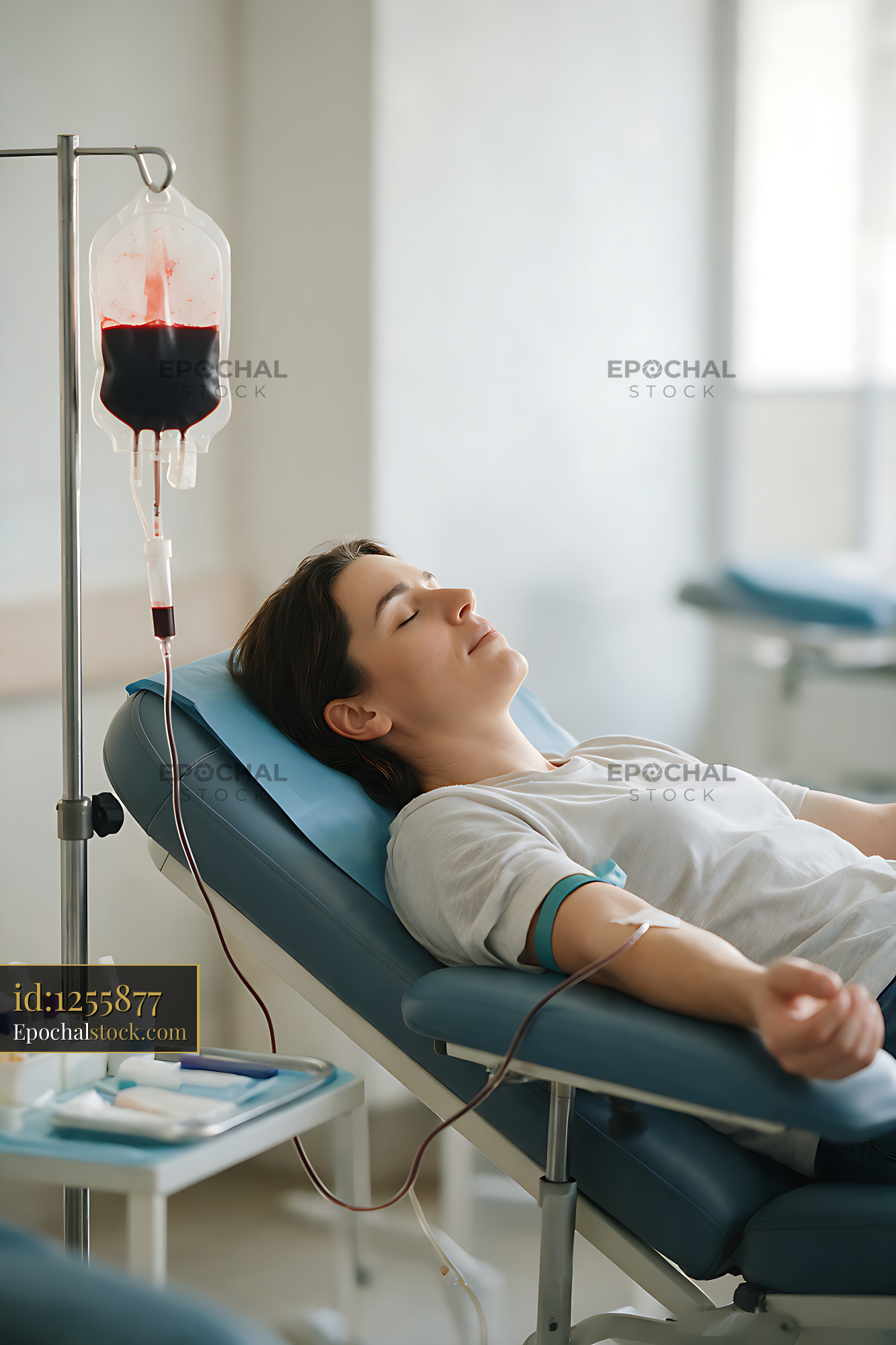 Watermarked full-resolution preview of Donor Resting During Blood Donation