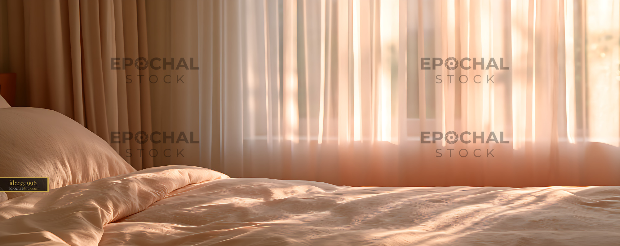Watermarked full-resolution preview of Warm Sunlight Across a Cozy Bedroom
