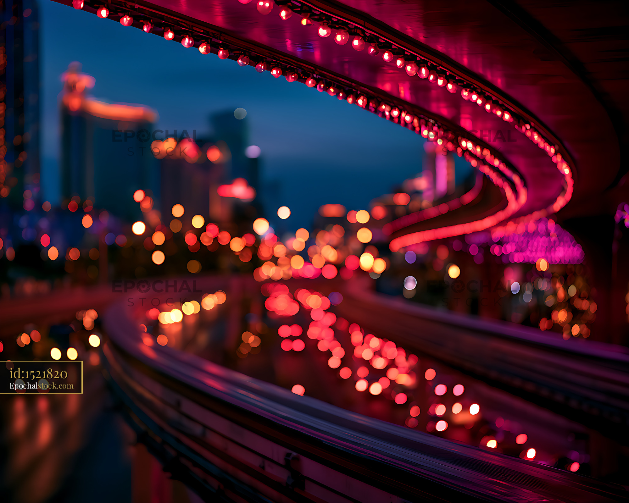 Watermarked full-resolution preview of Colorful bokeh lights on an amusement ride
