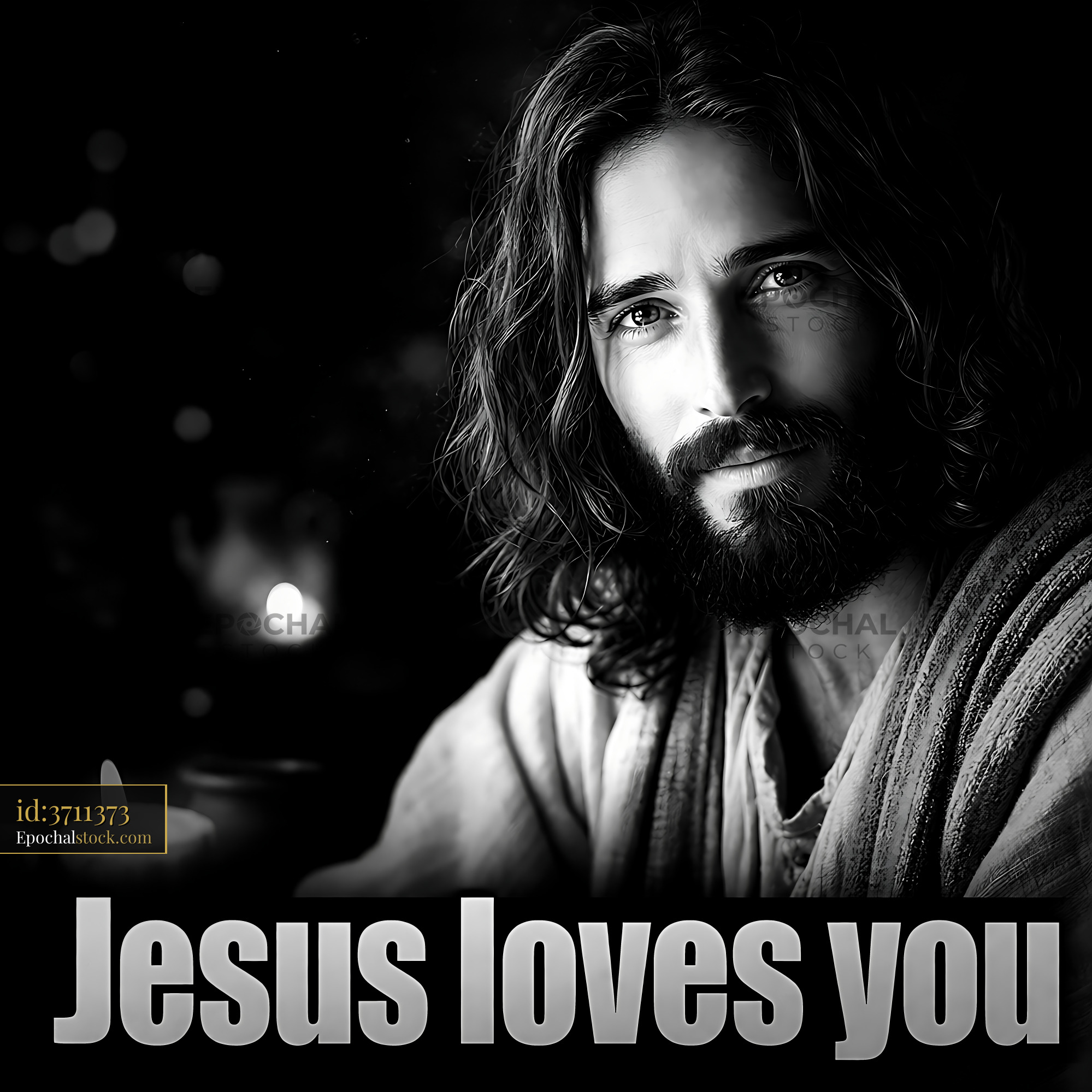 Watermarked full-resolution preview of Man with long hair and beard expressing love