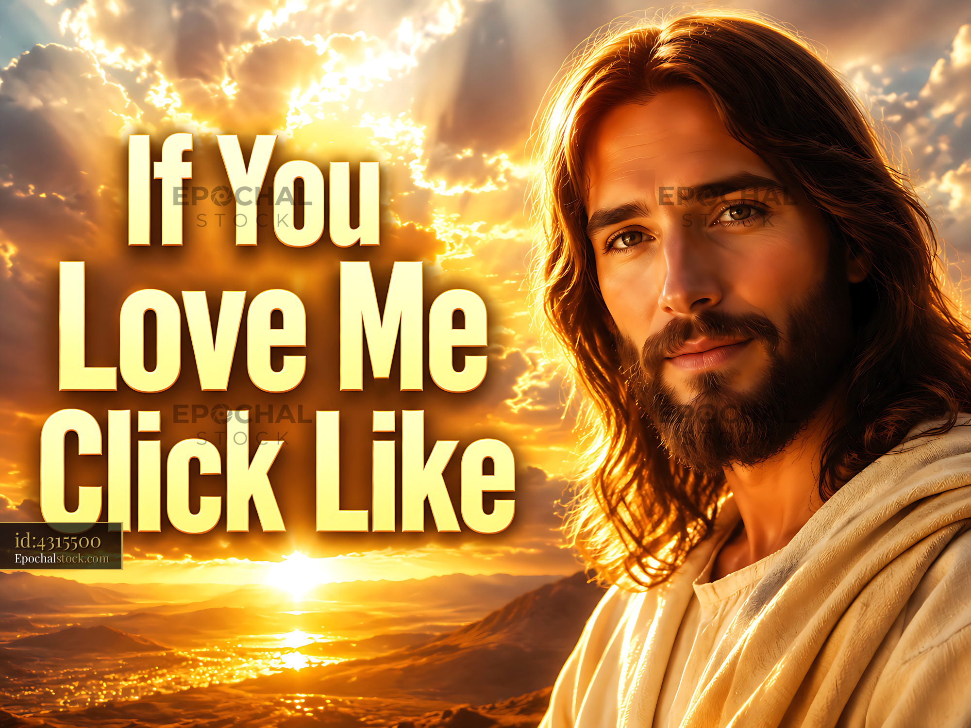 Watermarked full-resolution preview of Inspirational figure with sunset background in the mountains