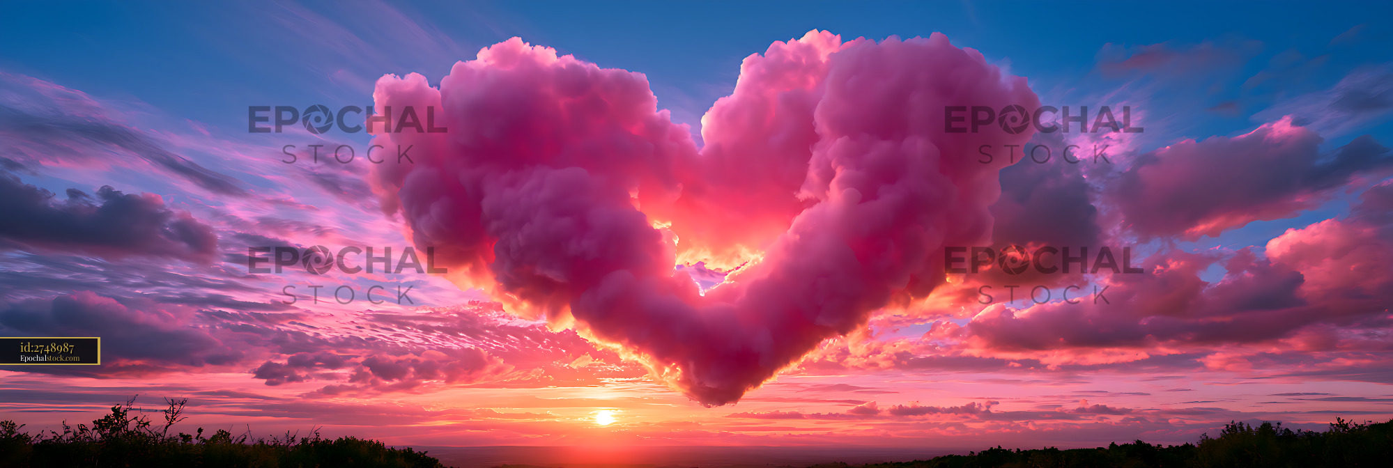 Watermarked full-resolution preview of Vibrant sunset over a dramatic cloudscape