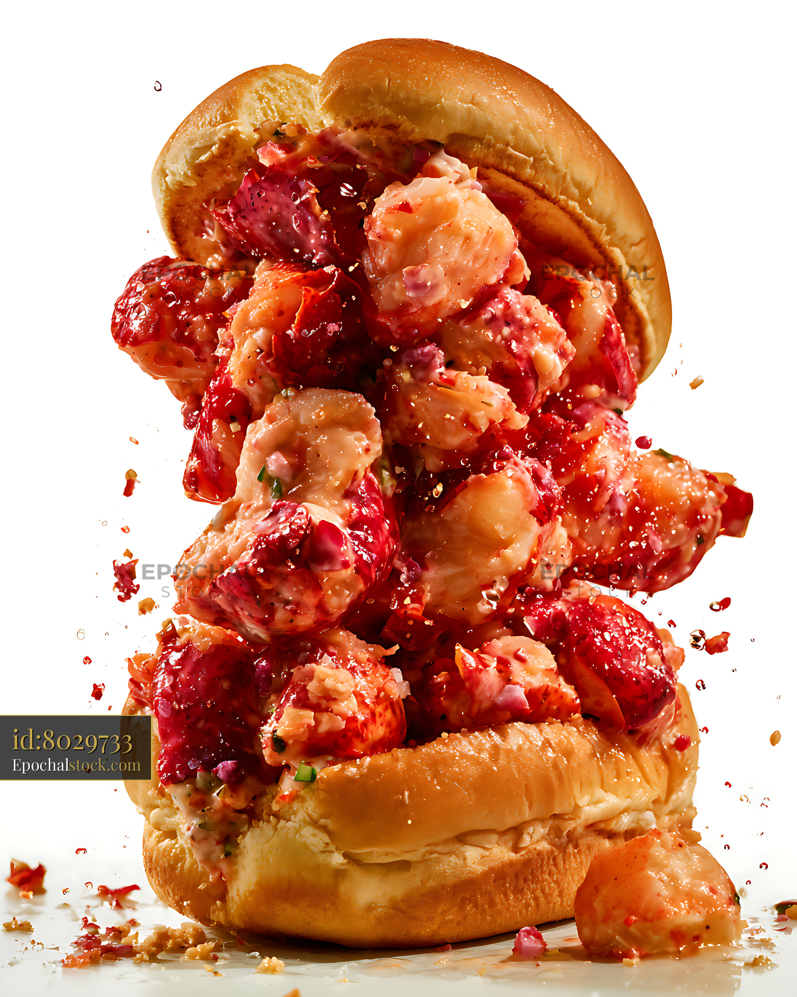 Watermarked full-resolution preview of Close-up lobster sandwich with creamy seafood filling