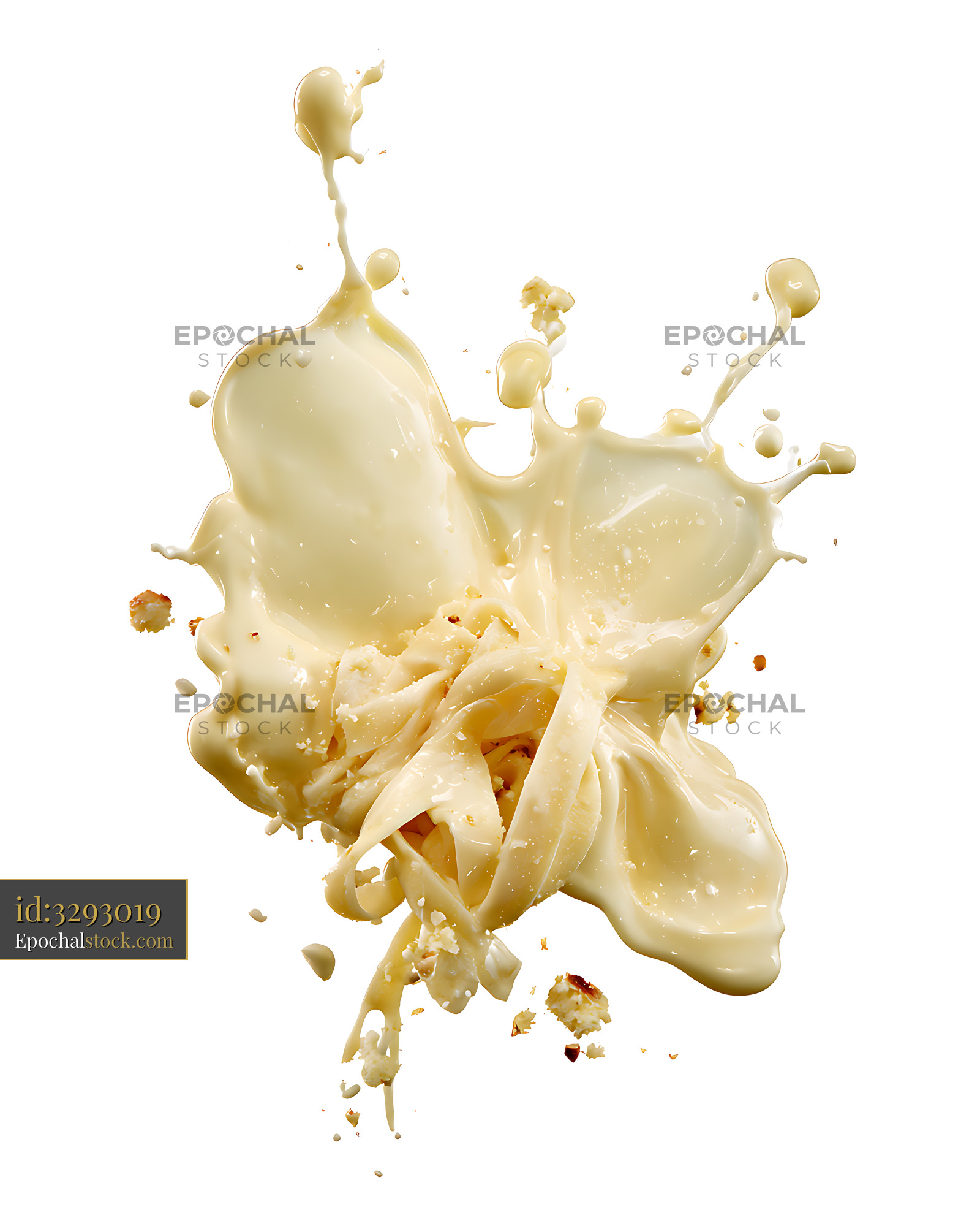 Watermarked full-resolution preview of Pasta and creamy sauce captured in a dramatic splash