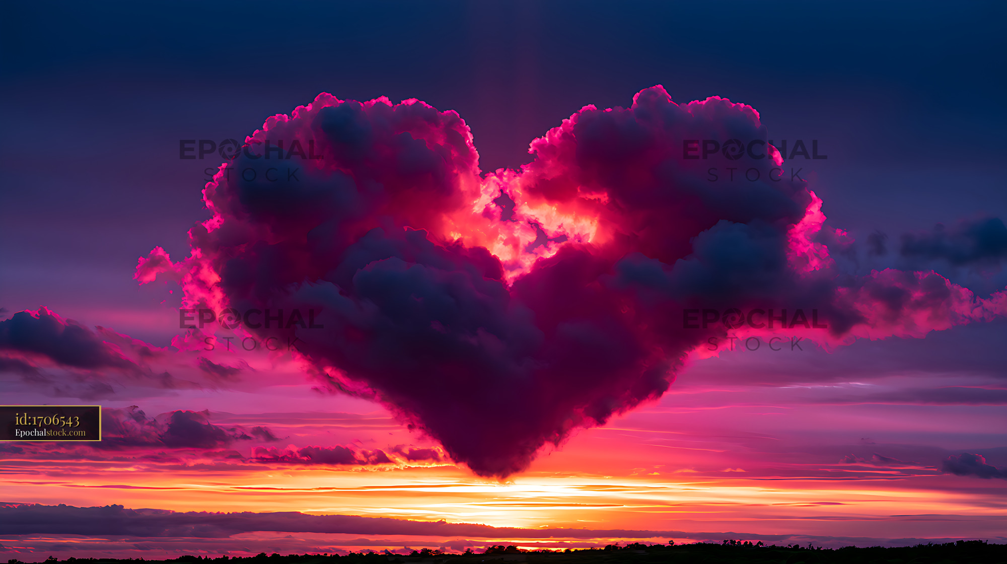 Watermarked full-resolution preview of Colorful sunset sky with illuminated storm clouds