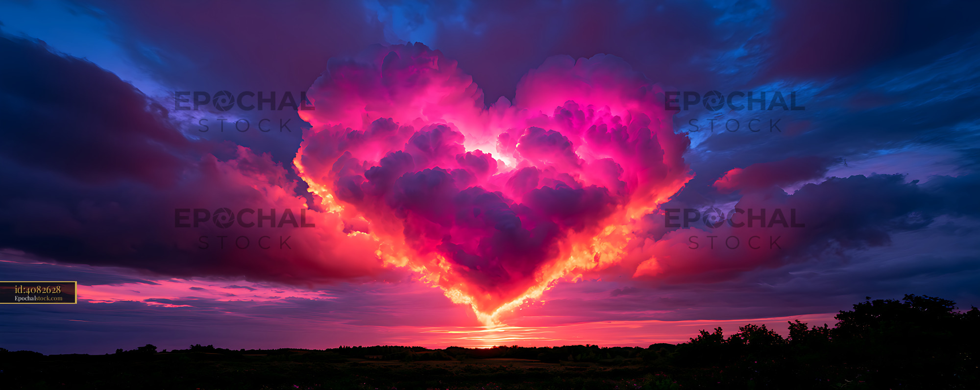Watermarked full-resolution preview of Colorful thundercloud over the horizon at sunset