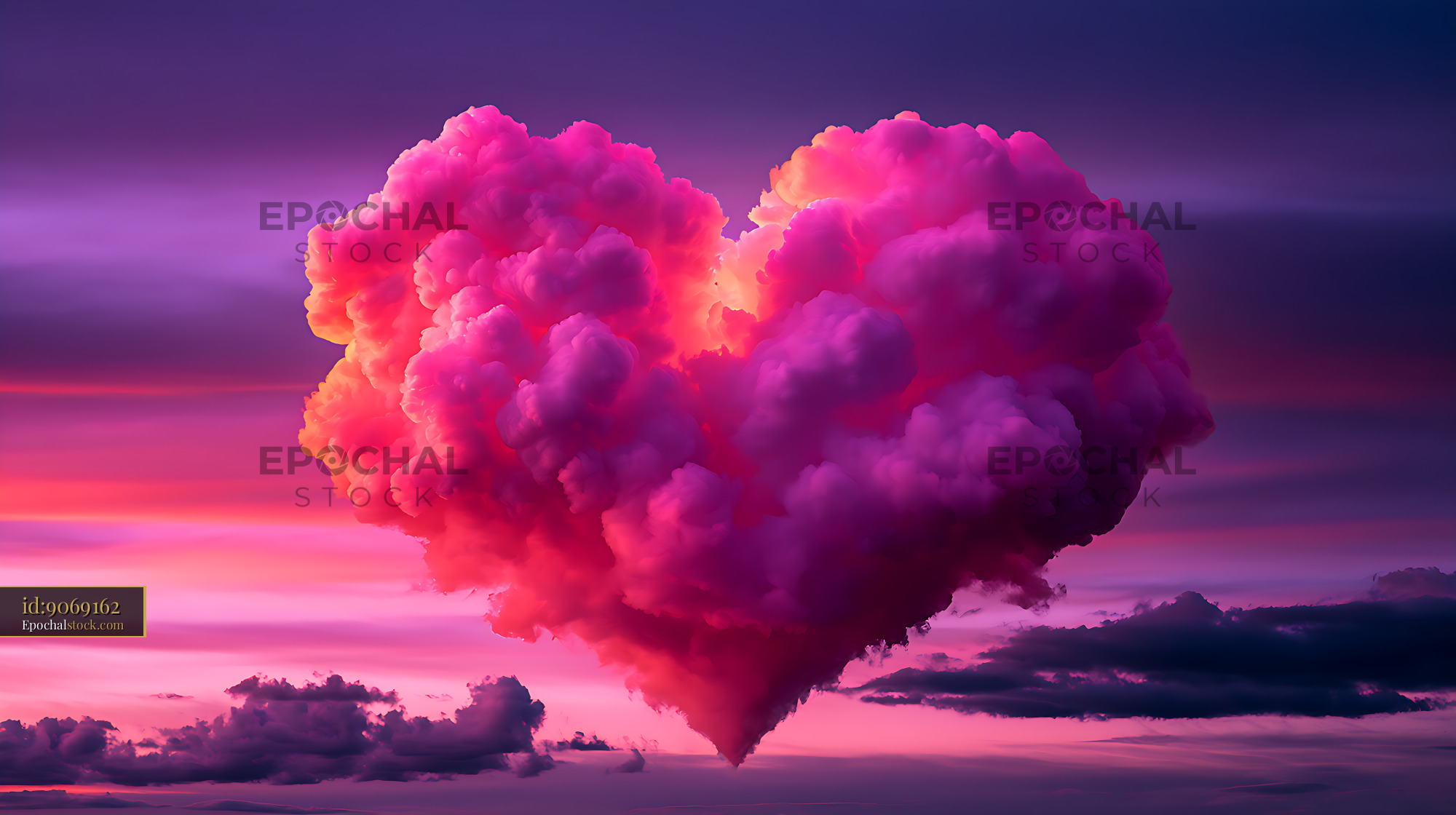 Watermarked full-resolution preview of Vibrant magenta thundercloud at sunset