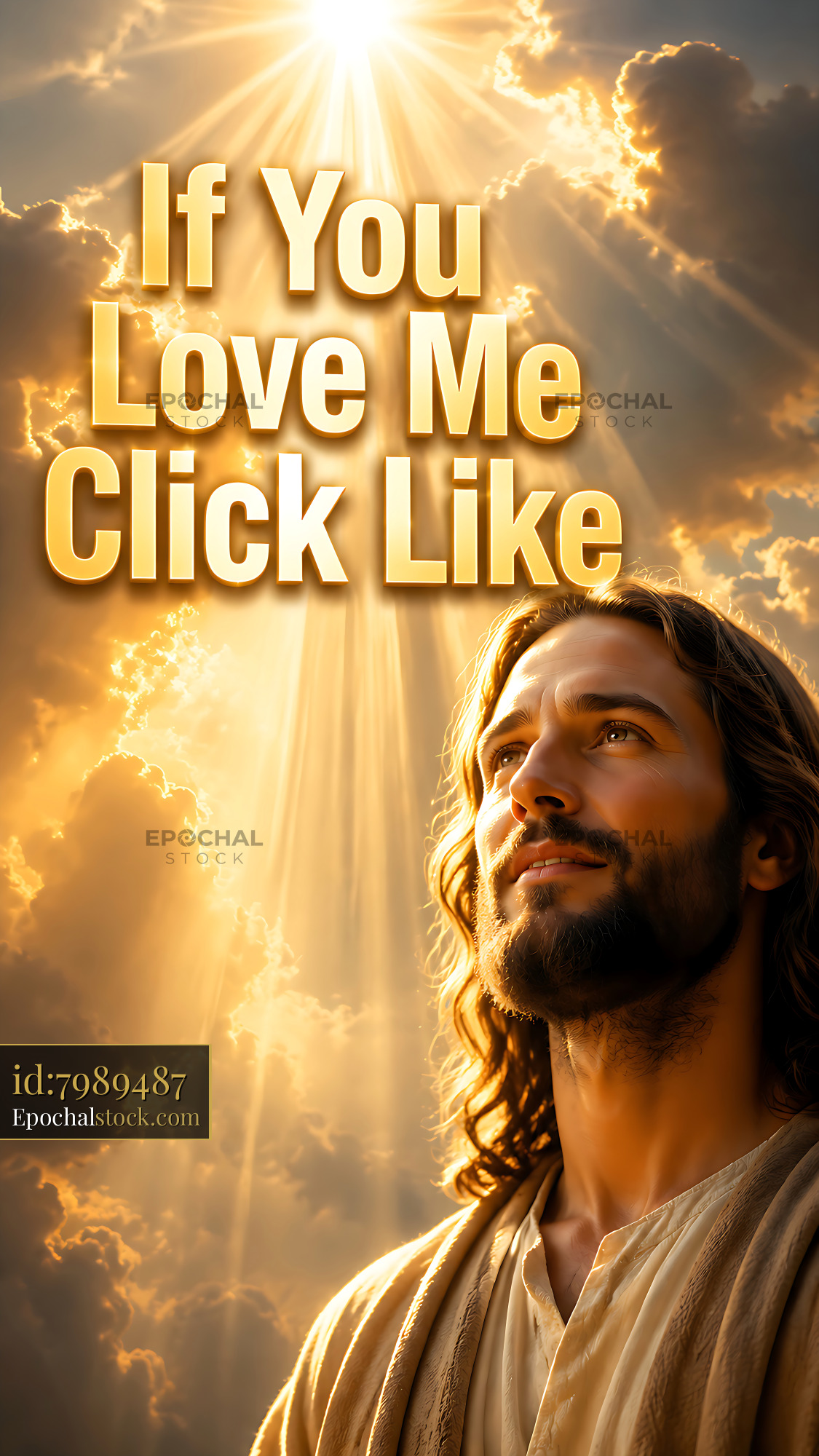 Watermarked full-resolution preview of Inspirational figure with golden rays in the background