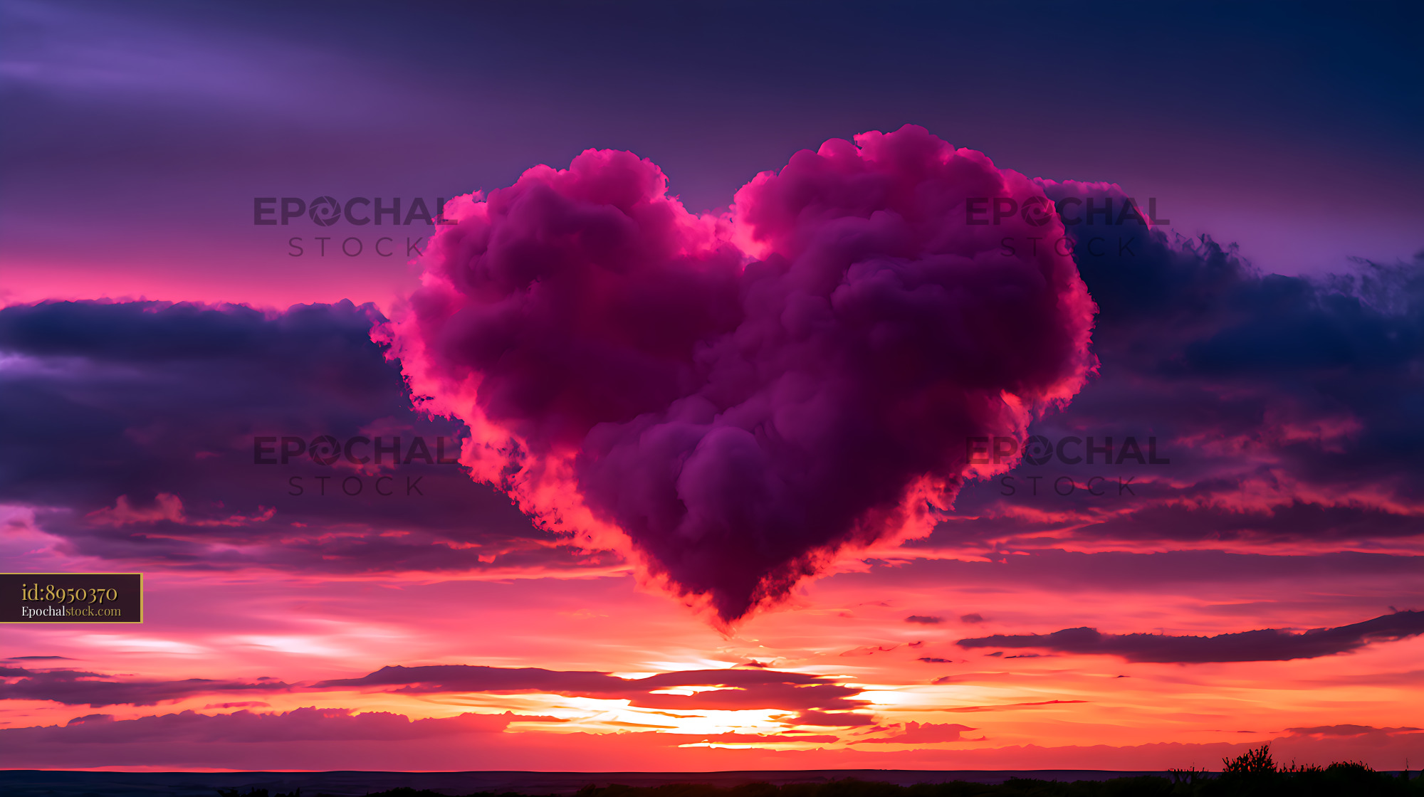 Watermarked full-resolution preview of Magenta storm cloud above a vivid sunset