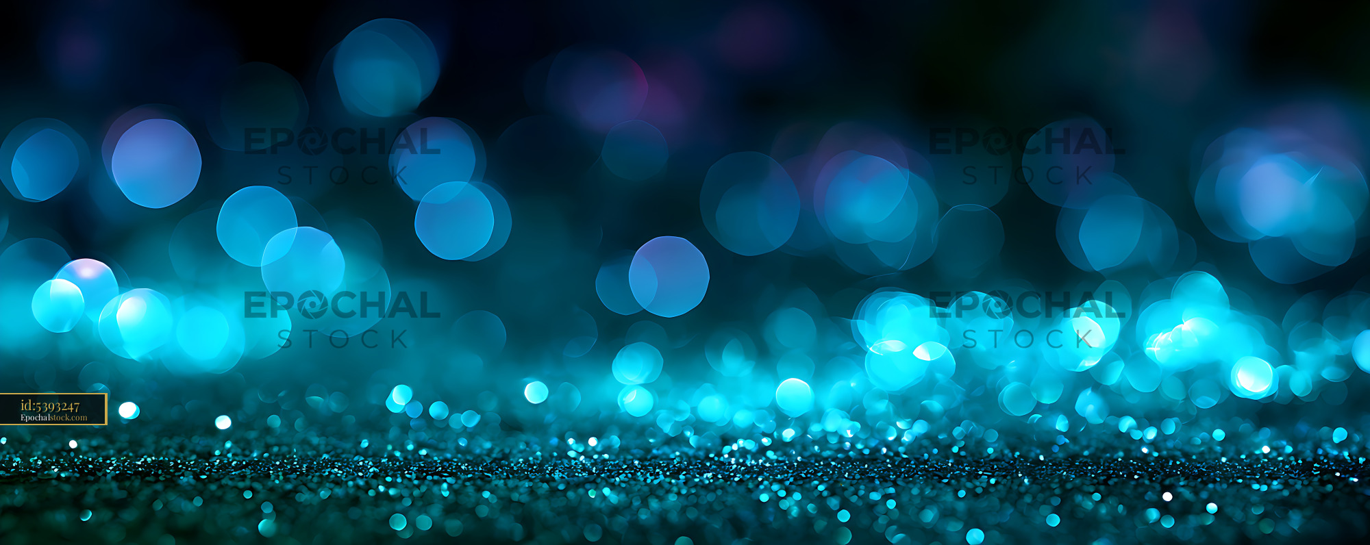Watermarked full-resolution preview of Glowing turquoise bokeh over a sparkling surface