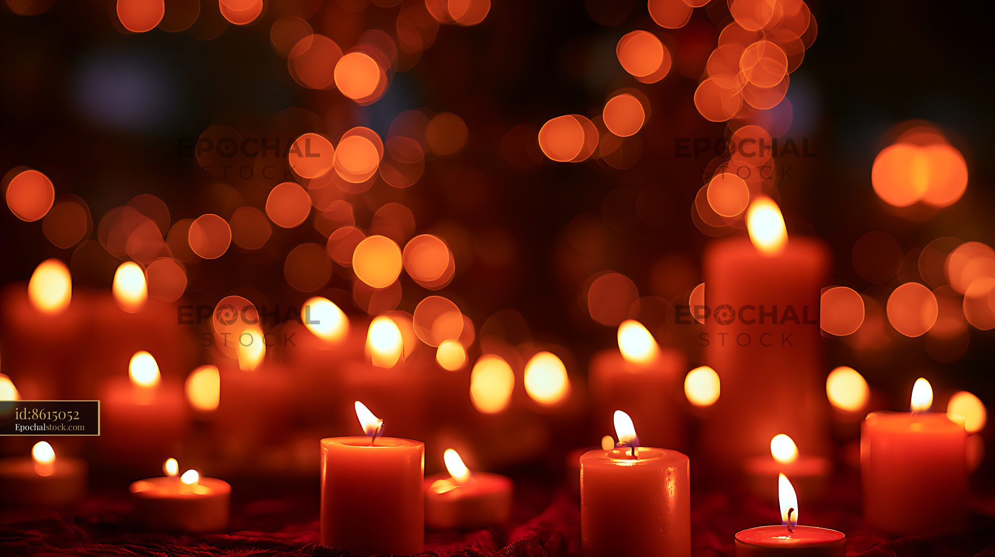 Watermarked full-resolution preview of Warm candlelight and orange bokeh background