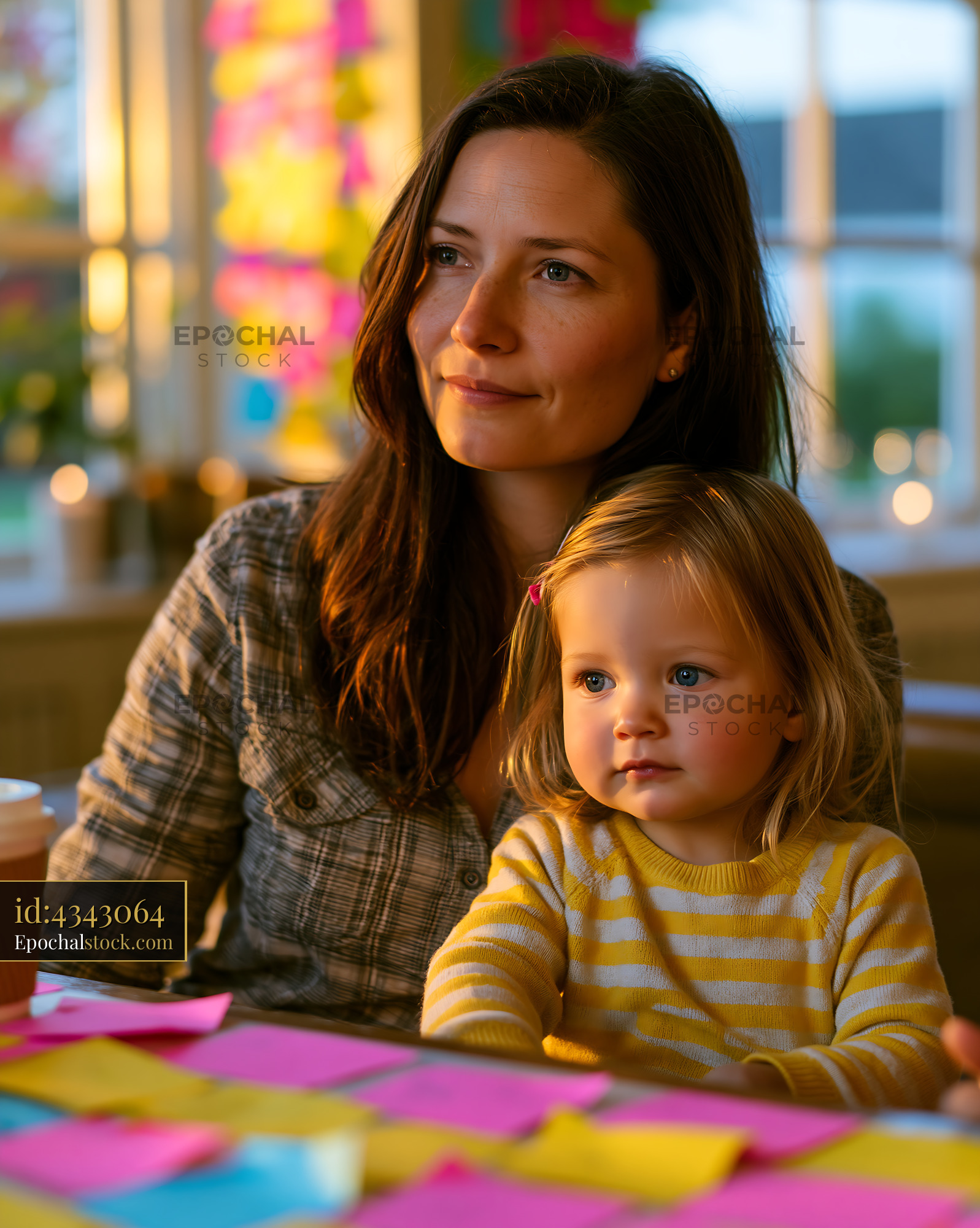 Watermarked full-resolution preview of Mom and child sitting together during a creative session
