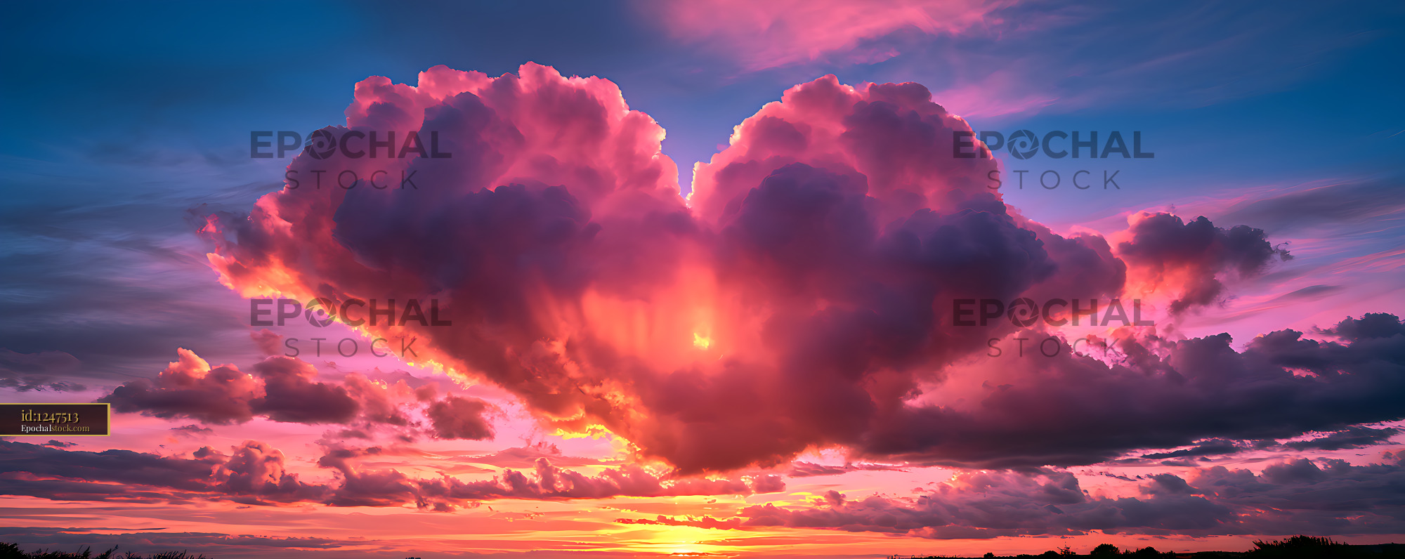 Watermarked full-resolution preview of Heart-shaped clouds at sunset