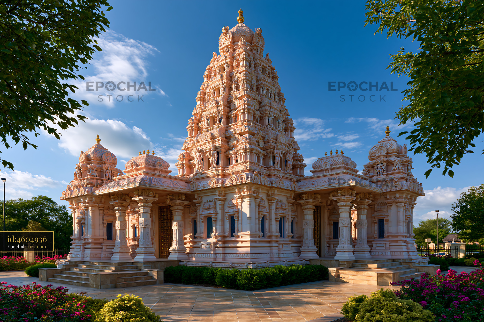 Watermarked full-resolution preview of Temple with intricate architecture and clear blue sky