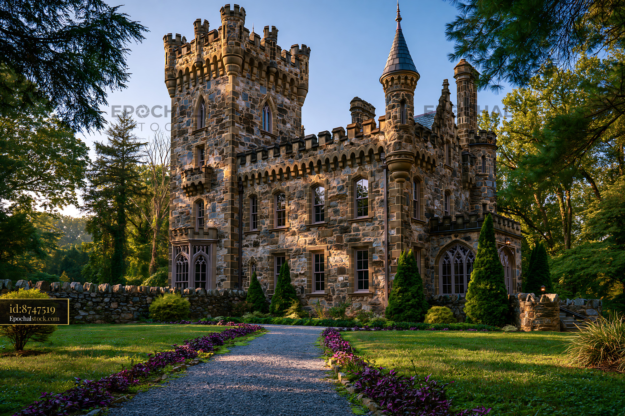 Watermarked full-resolution preview of A stone castle stands tall with towers and intricate structures