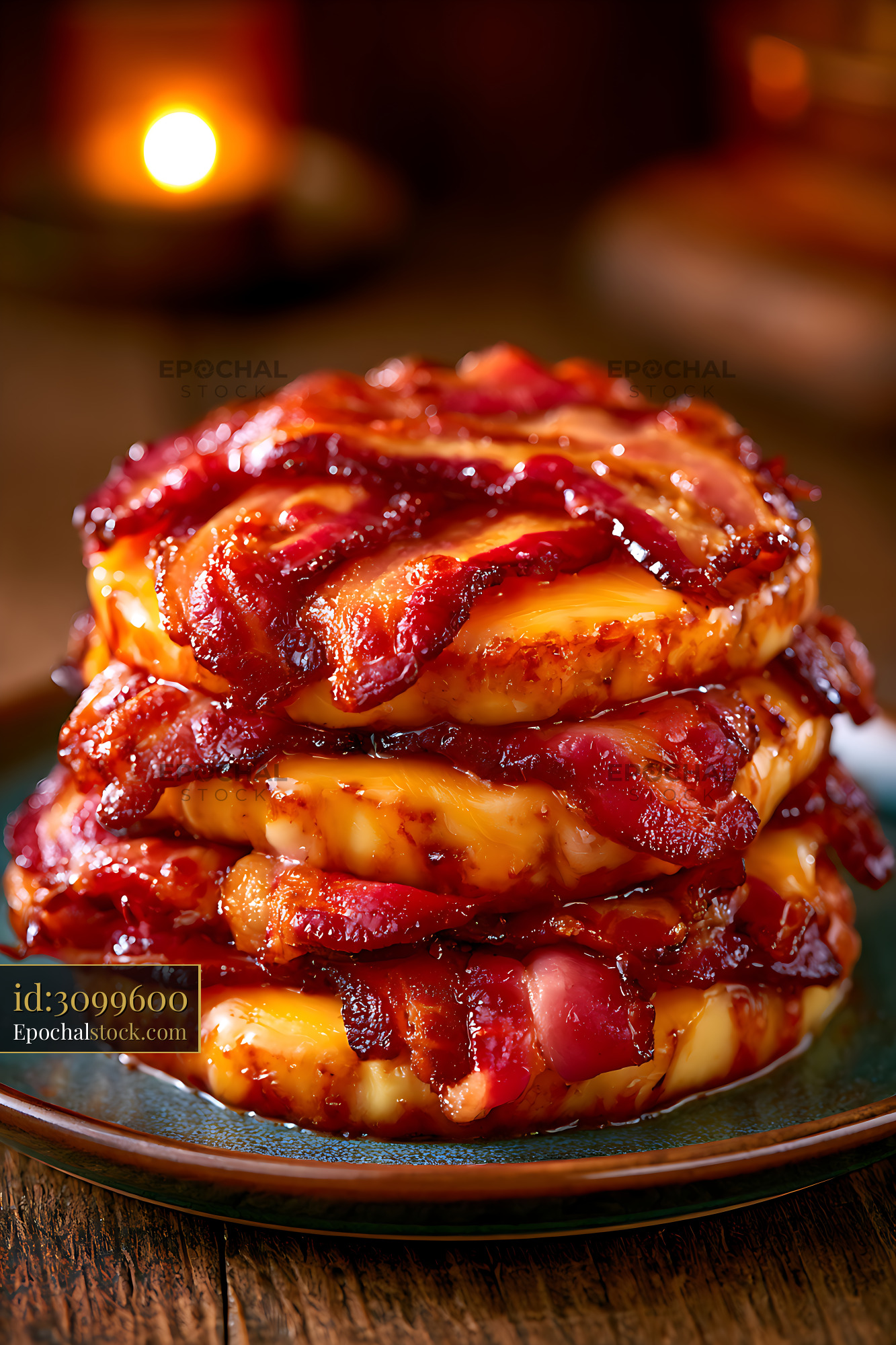 Watermarked full-resolution preview of Gourmet bacon cheeseburger with melted cheese